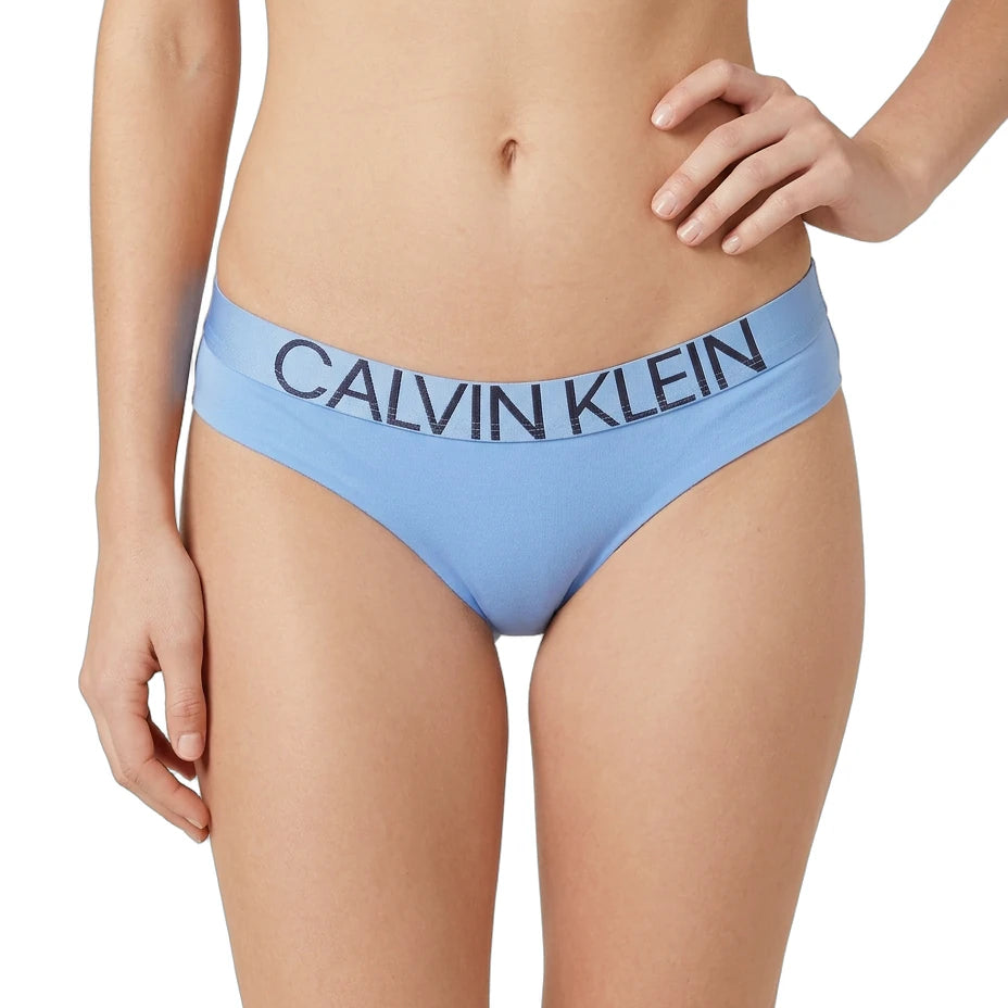 Blue Calvin Klein underwear on a white background