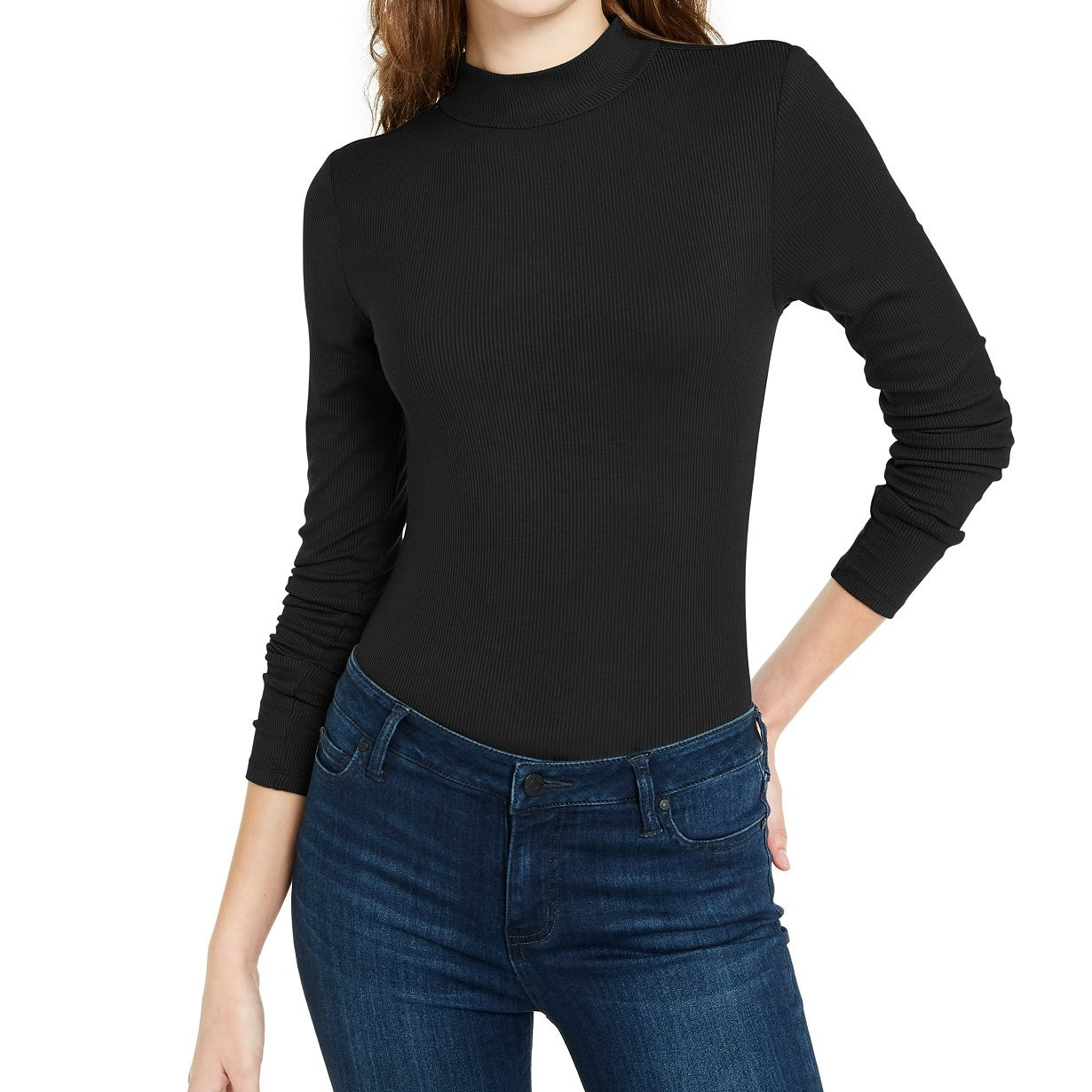 Self Esteem Women Mock Neck Bodysuit Black