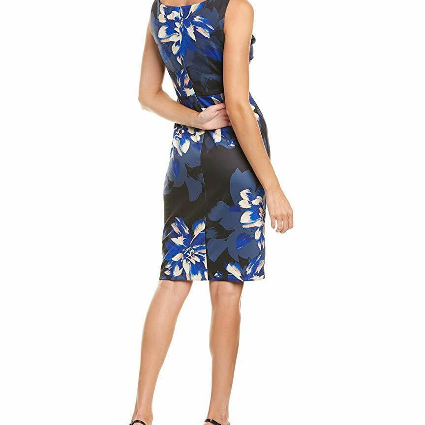 Donna Karan Women Floral Print Gathered Shoulder Sheath Dress