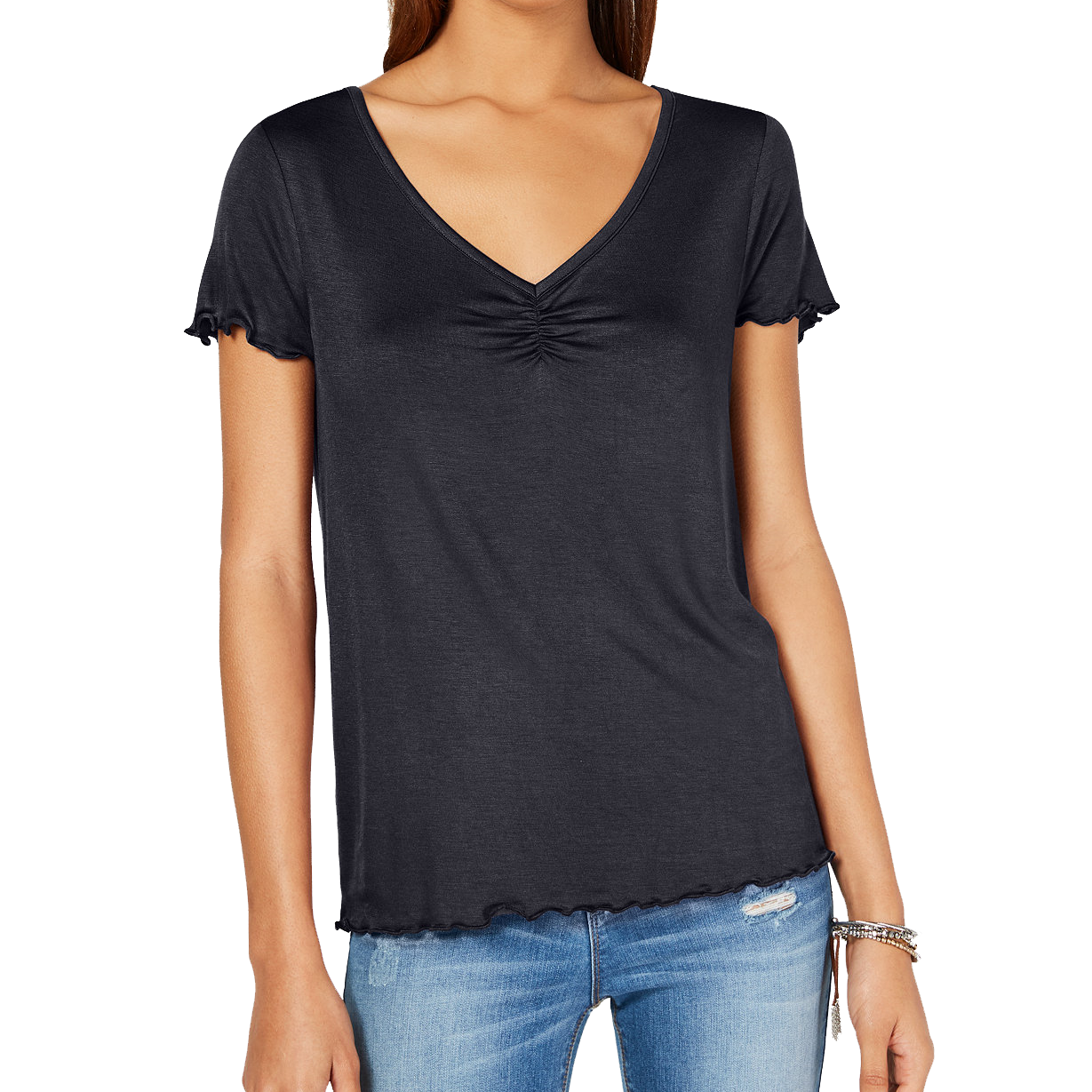 Hippie Rose Women Ruched T Shirt Dark Sea