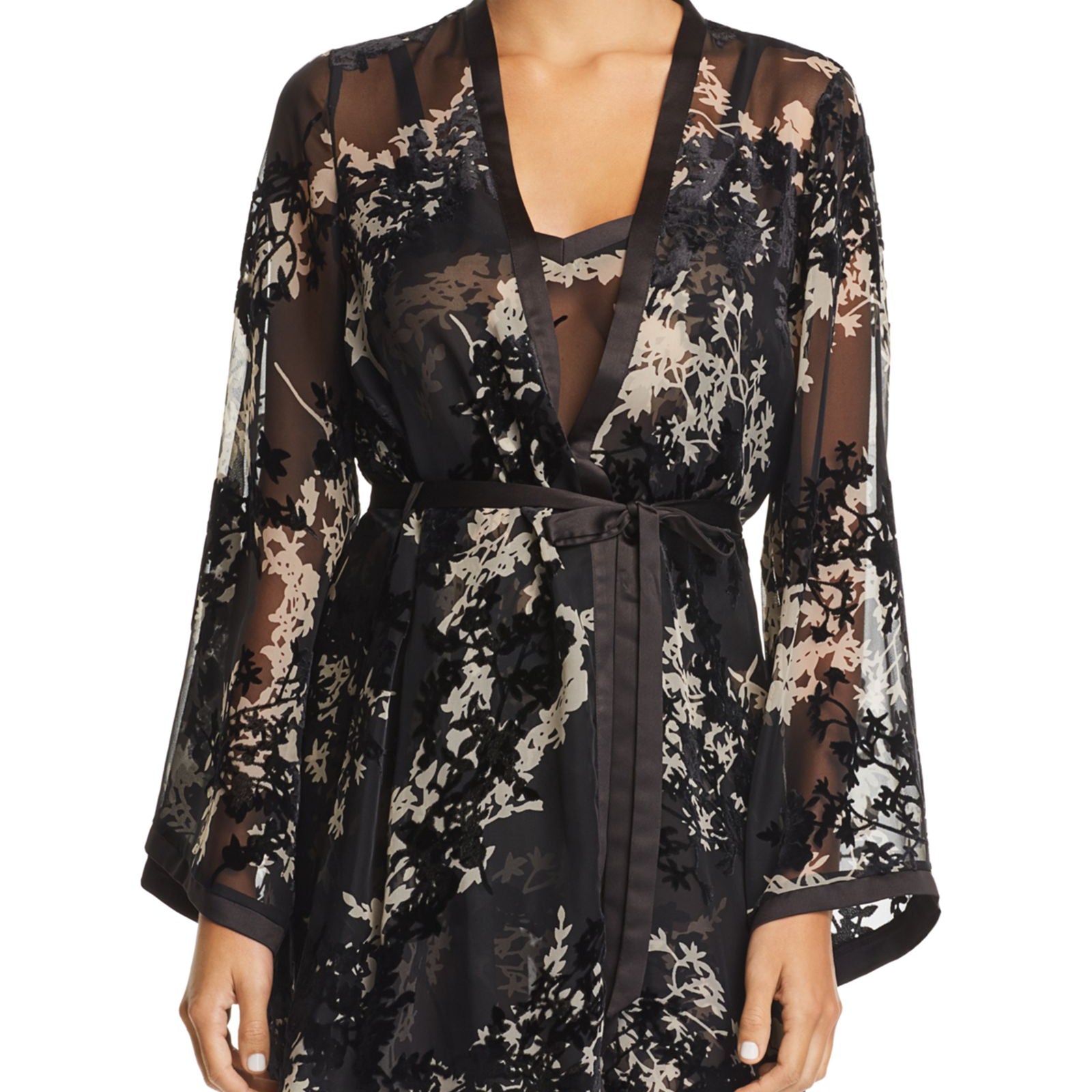 Flora Nikrooz Women Neve Flocked Robe Black