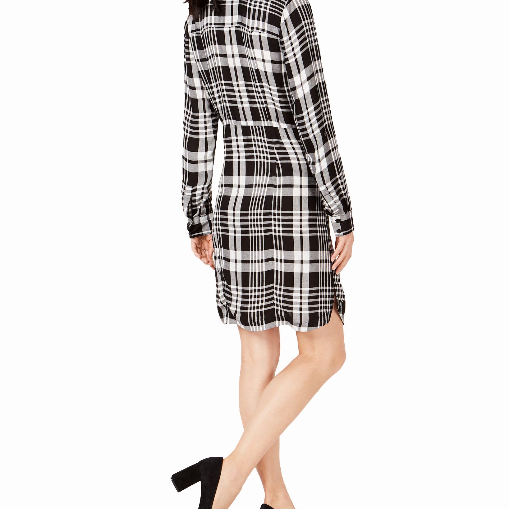 INC International Concepts Women Plaid Twist Front Shirtdress