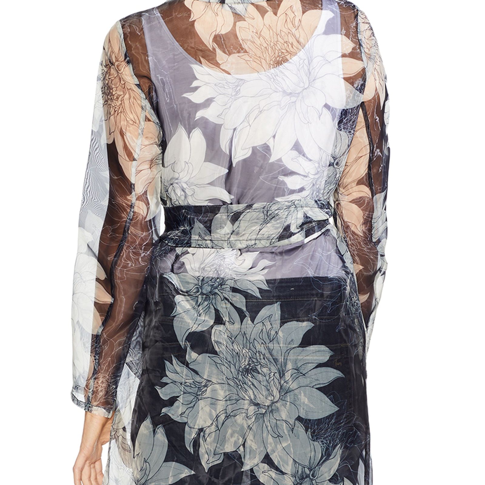 Vince Camuto Women Pagoda Blossoms Printed Sheer Jacket