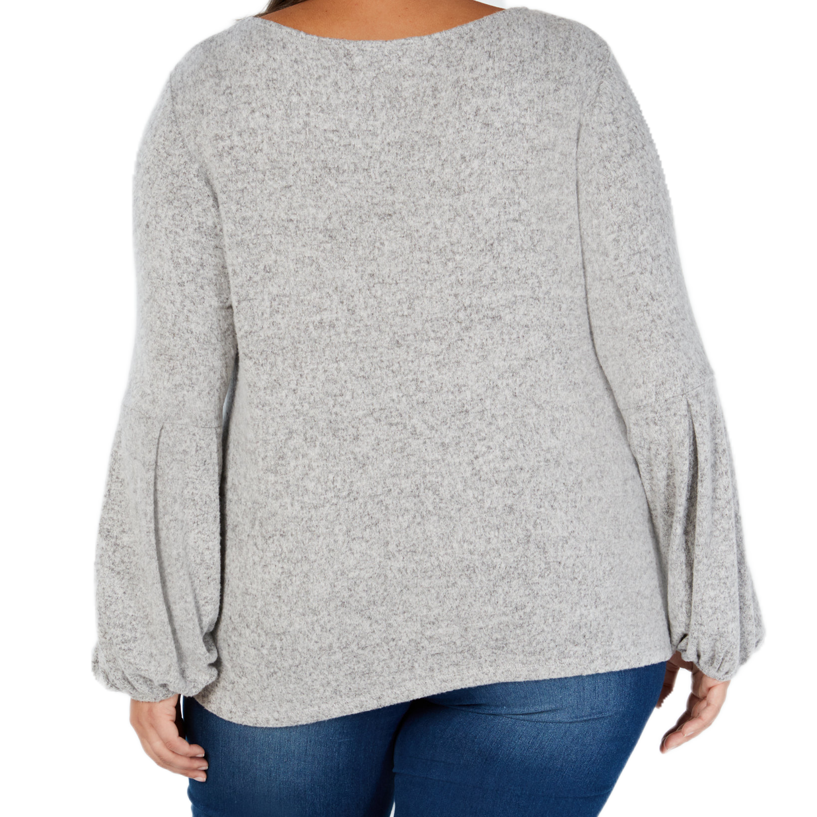 INC International Concepts Women Plus Pearl Embellished Puff Sleeve Sweater