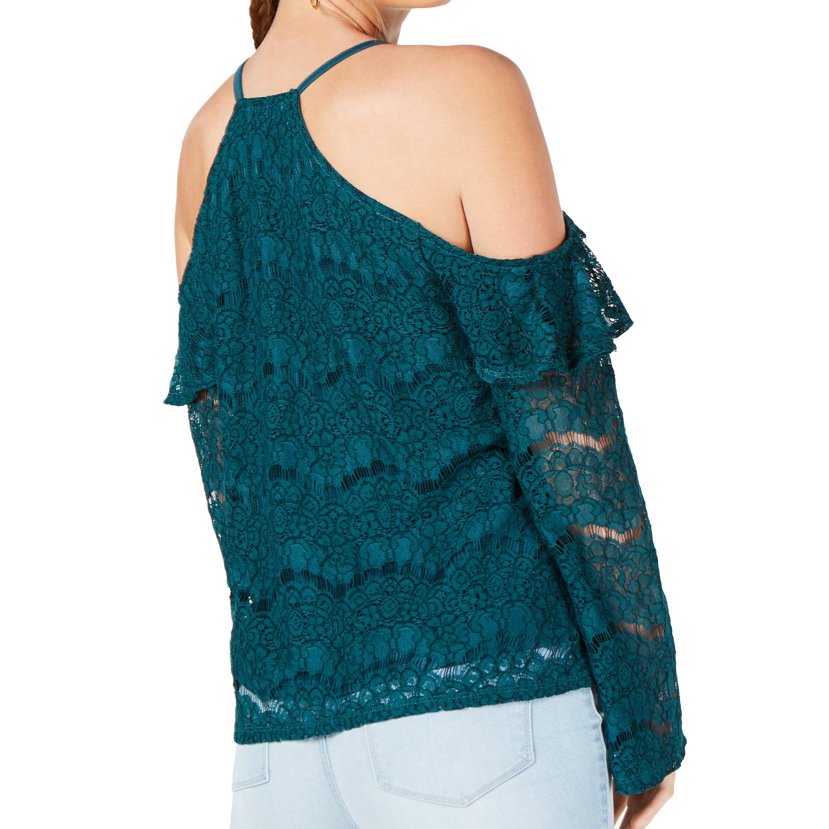 Ultra Flirt Lace Cold Shoulder Top