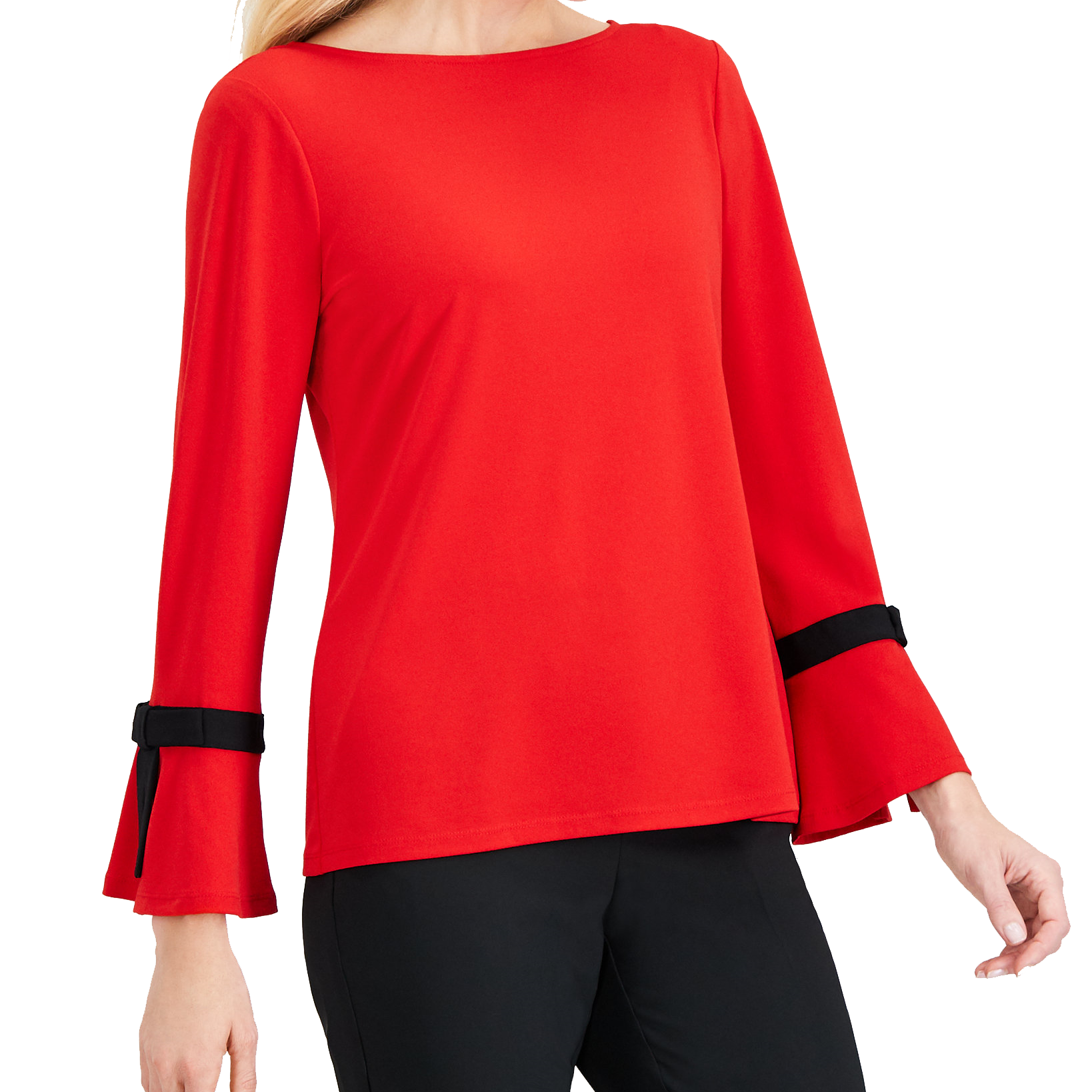 Charter Club Women Petite Tie Detail Crepe Top Ravishing Red