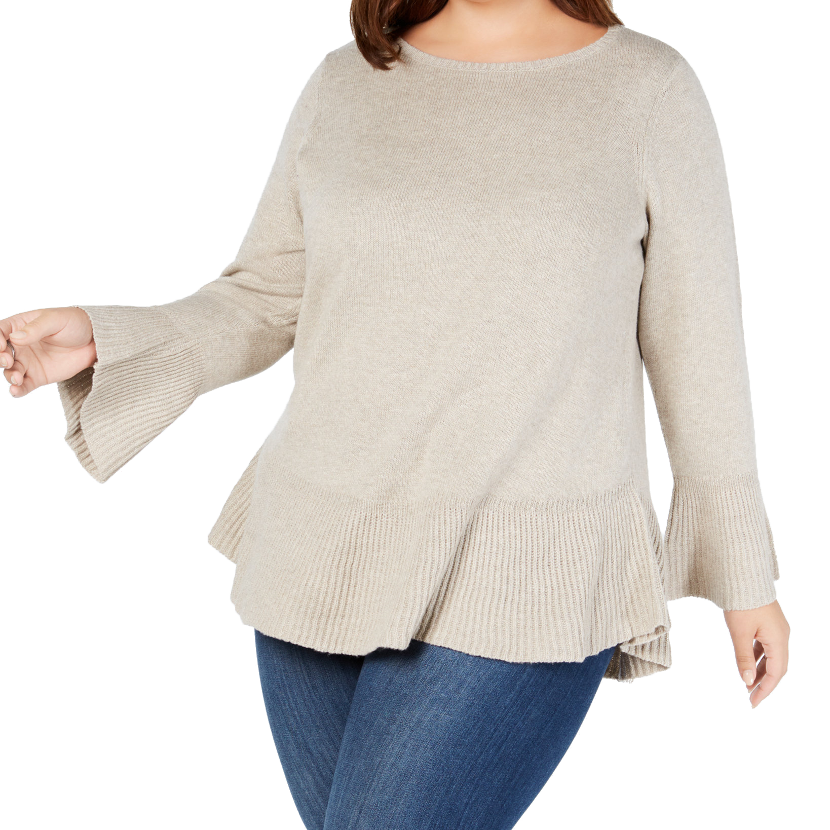 Style & Co Women Plus Ruffled Sweater Hammock Heather