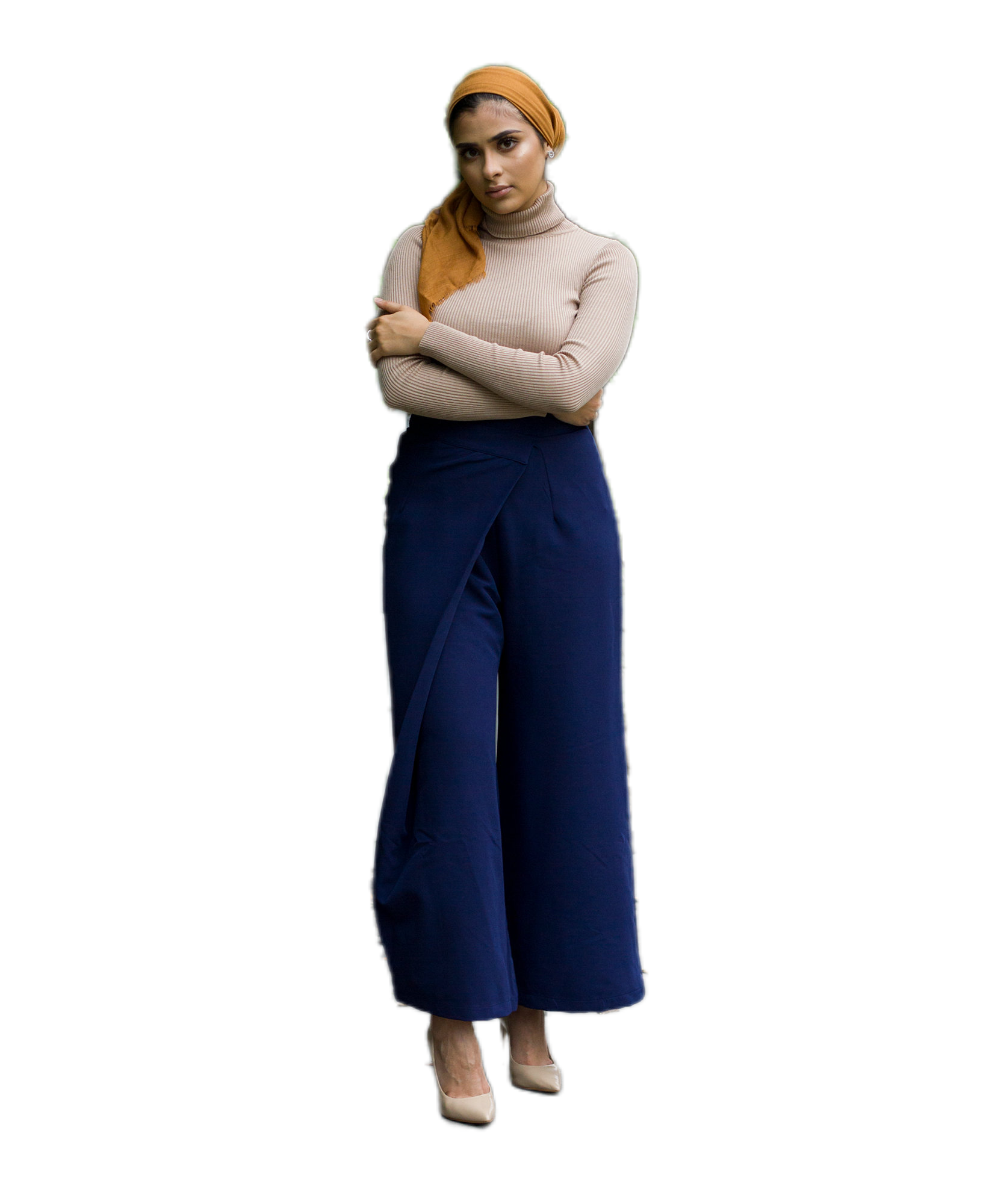 Verona Collection Women High Waist Wrap Modest Pants Navy