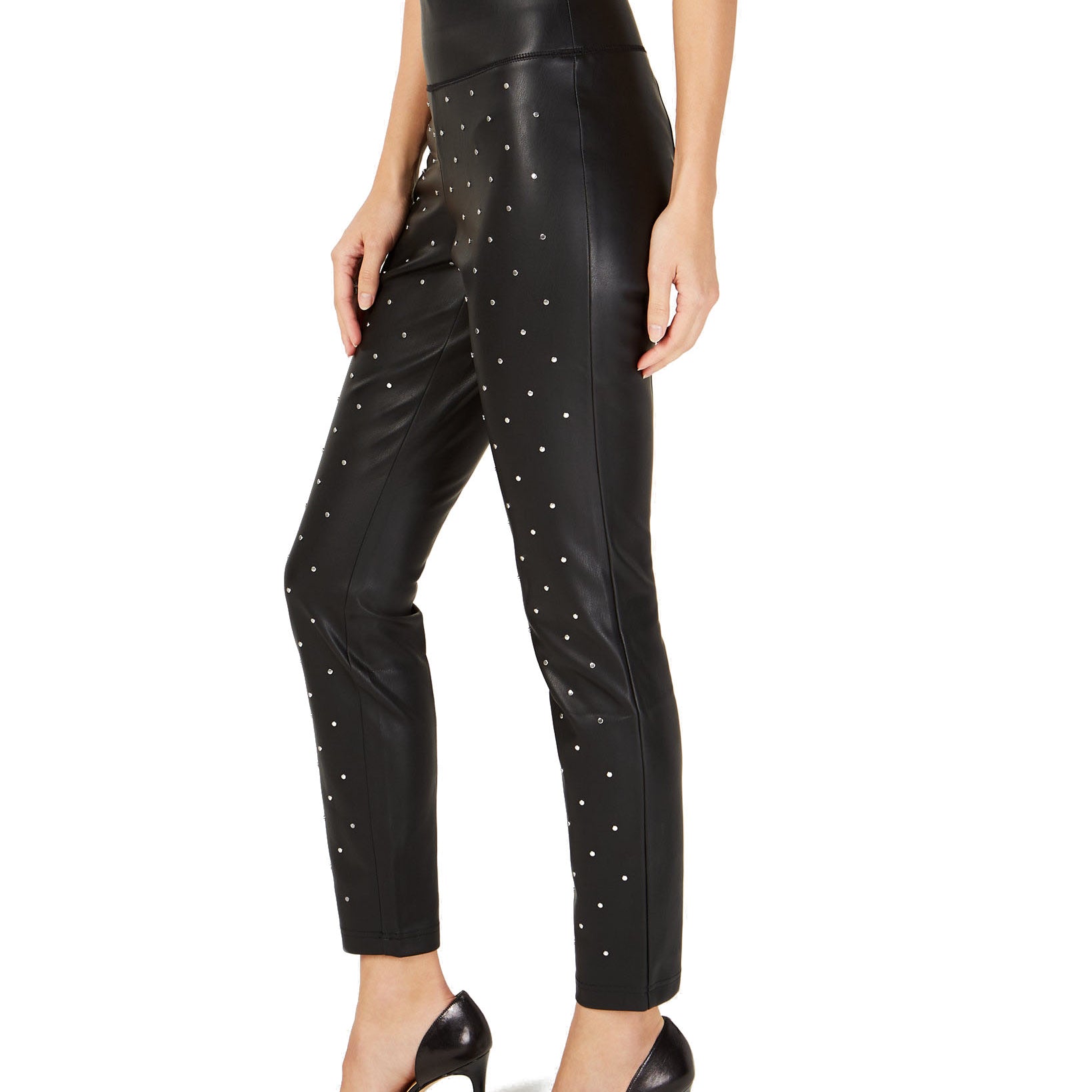 INC International Concepts Women Studded Faux Leather Skinny Pants