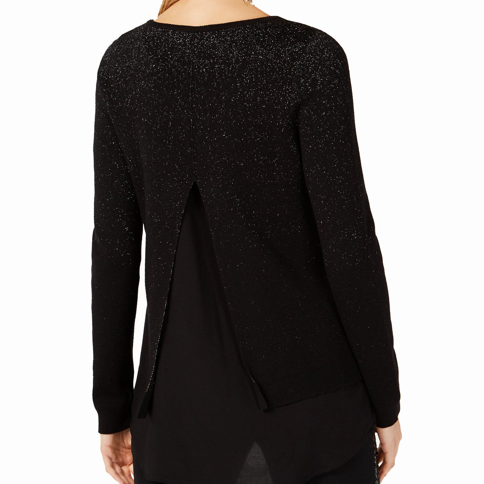 INC International Concepts Women Metallic Layered Look Sweater