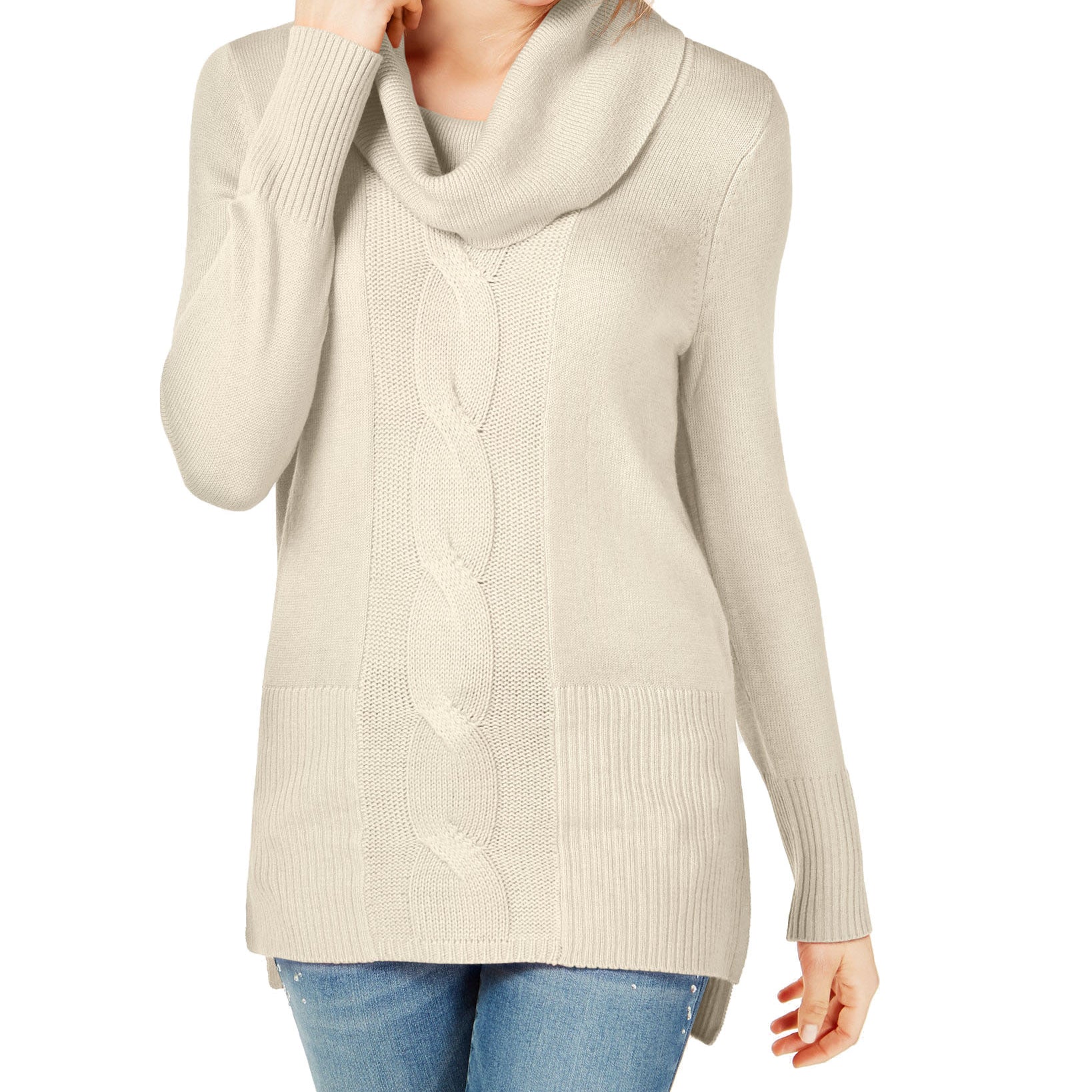 INC International Concepts Women Cable Tunic Buttercream