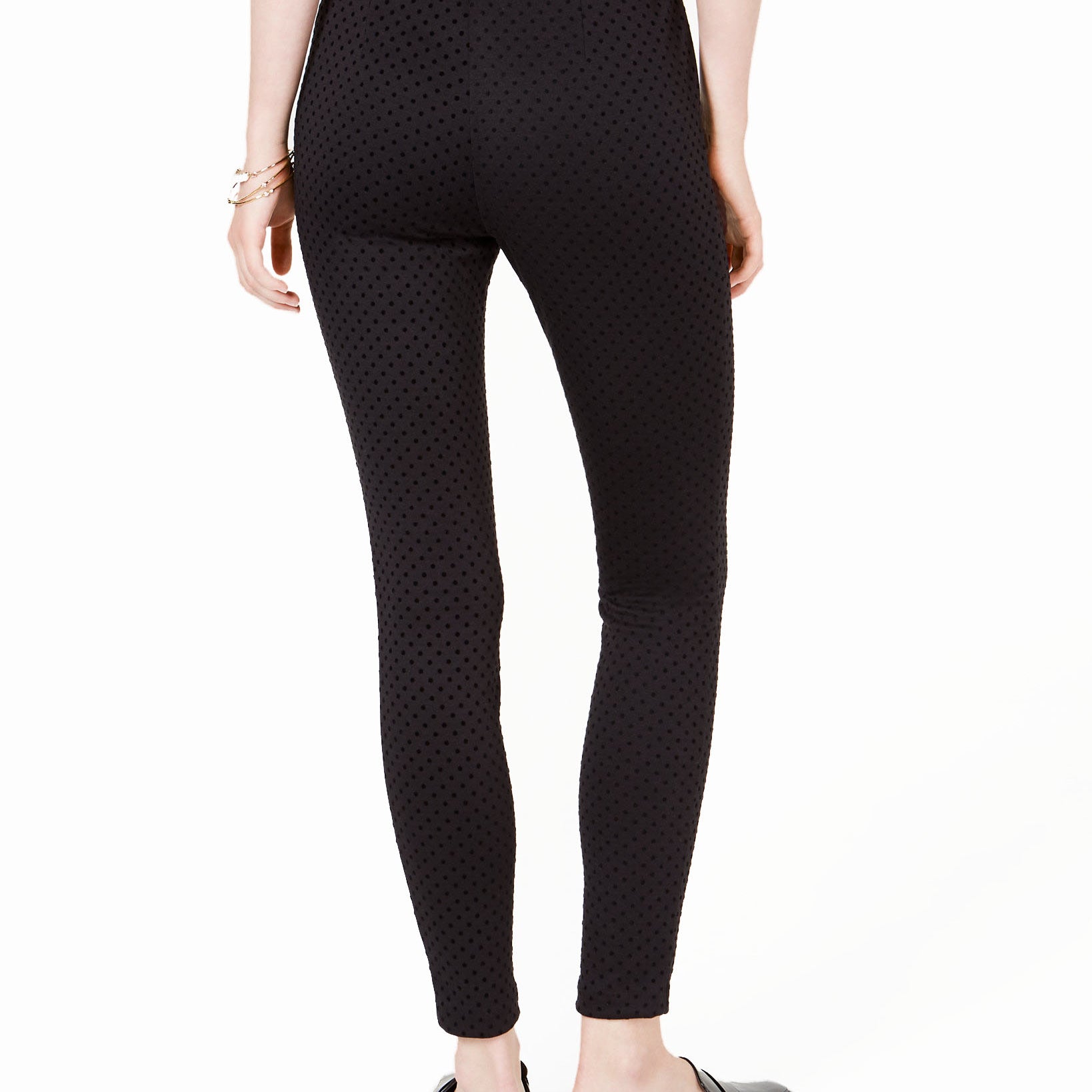 Maison Jules Women Flocked Dotted Skinny Pants