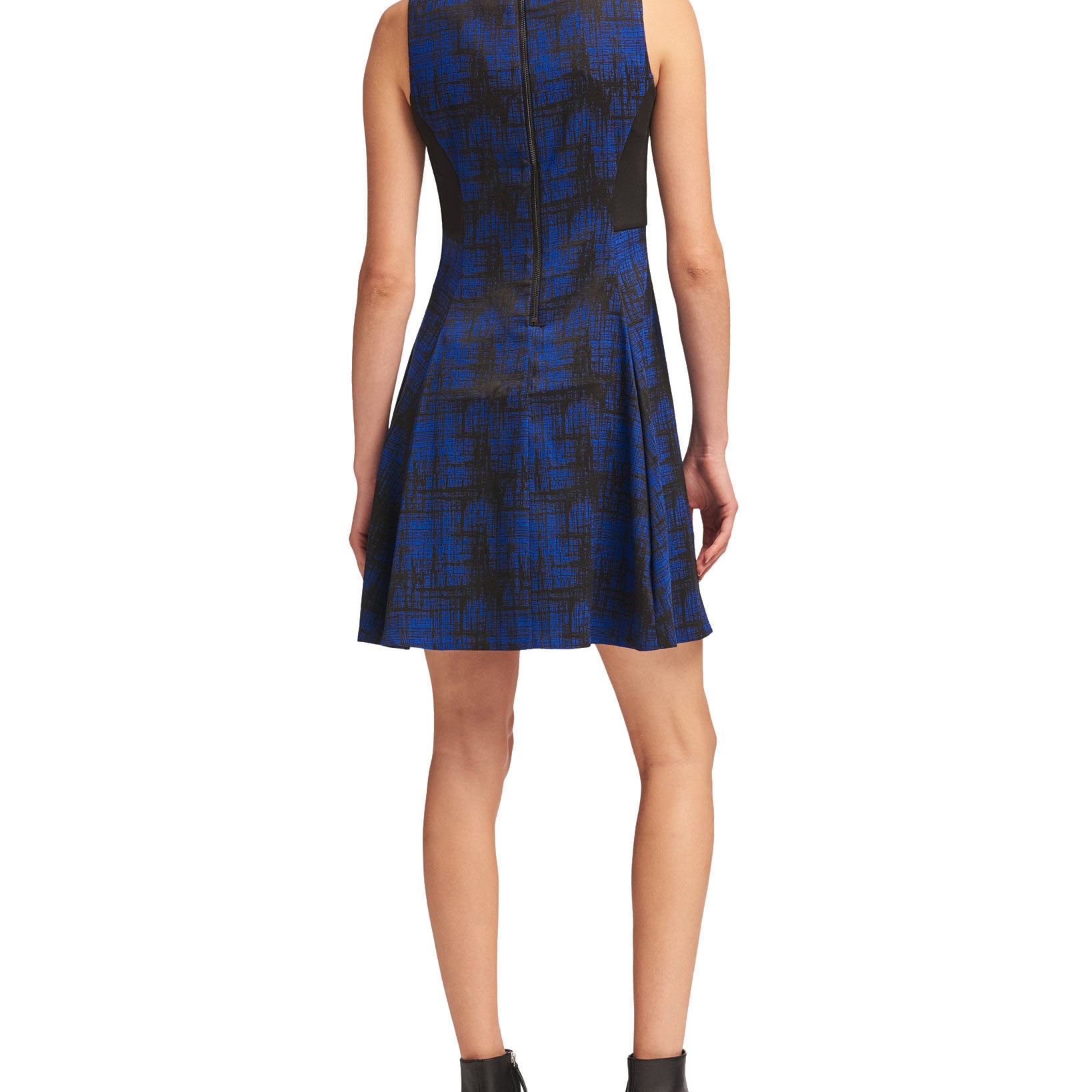 DKNY Women Faux Leather Trim Fit & Flare Dress