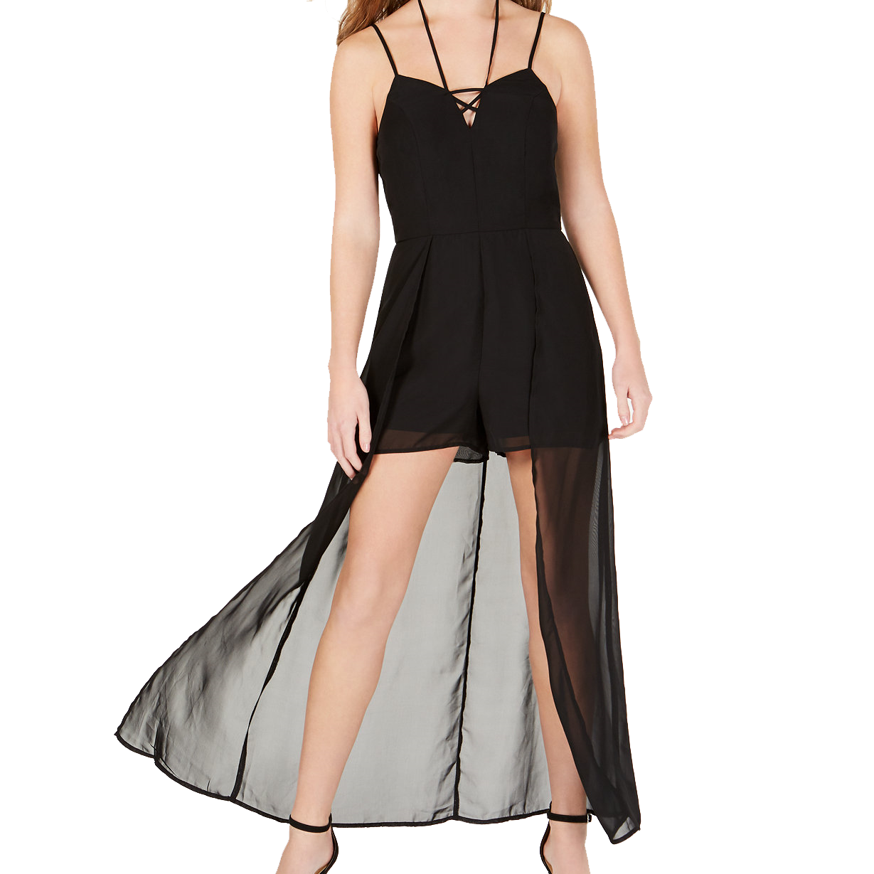 Material Girl Women Off The Shoulder Romper Caviar Black