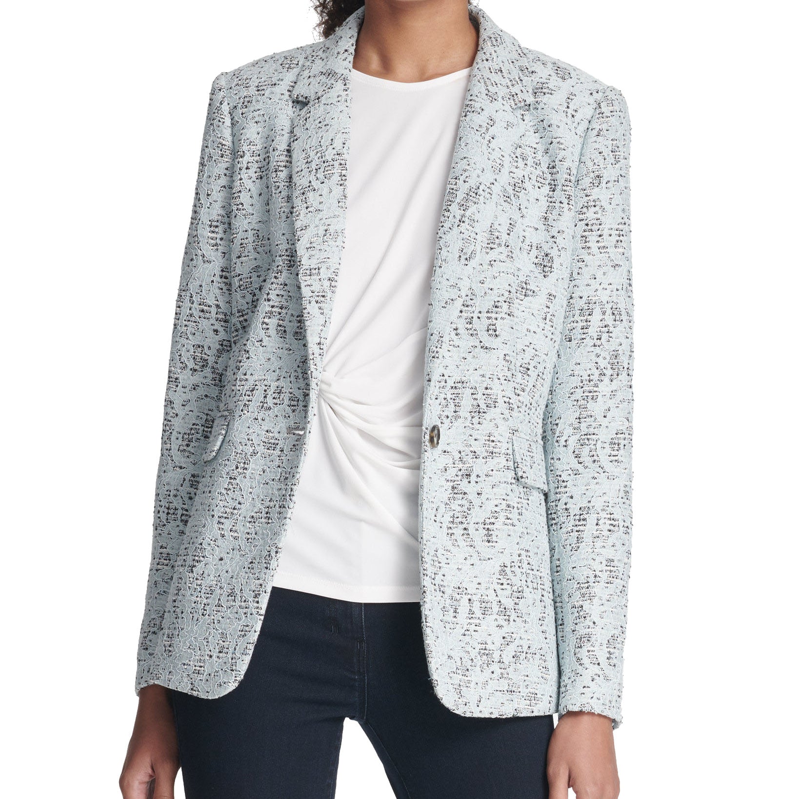 DKNY Women Bonded Lace One Button Jacket
