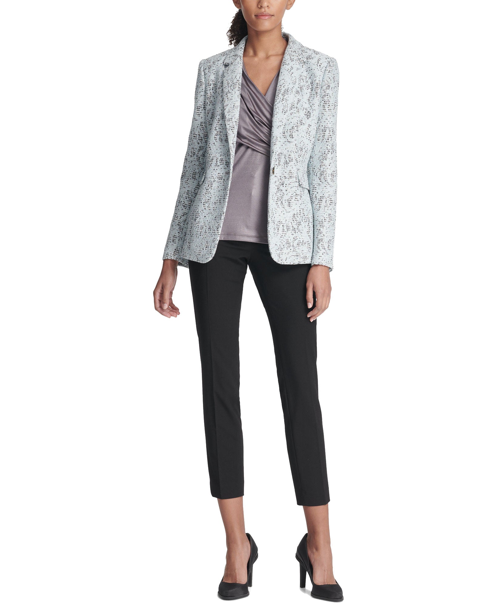 DKNY Women Bonded Lace One Button Jacket