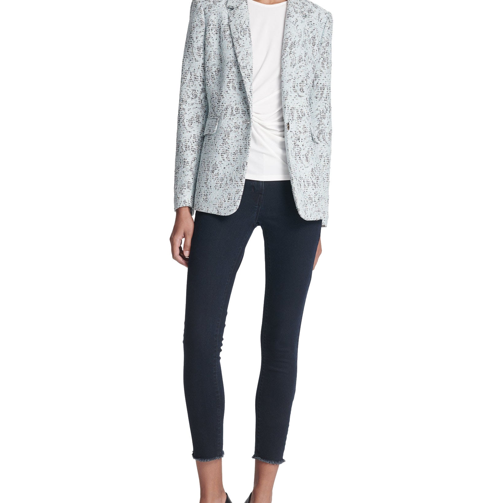 DKNY Women Bonded Lace One Button Jacket
