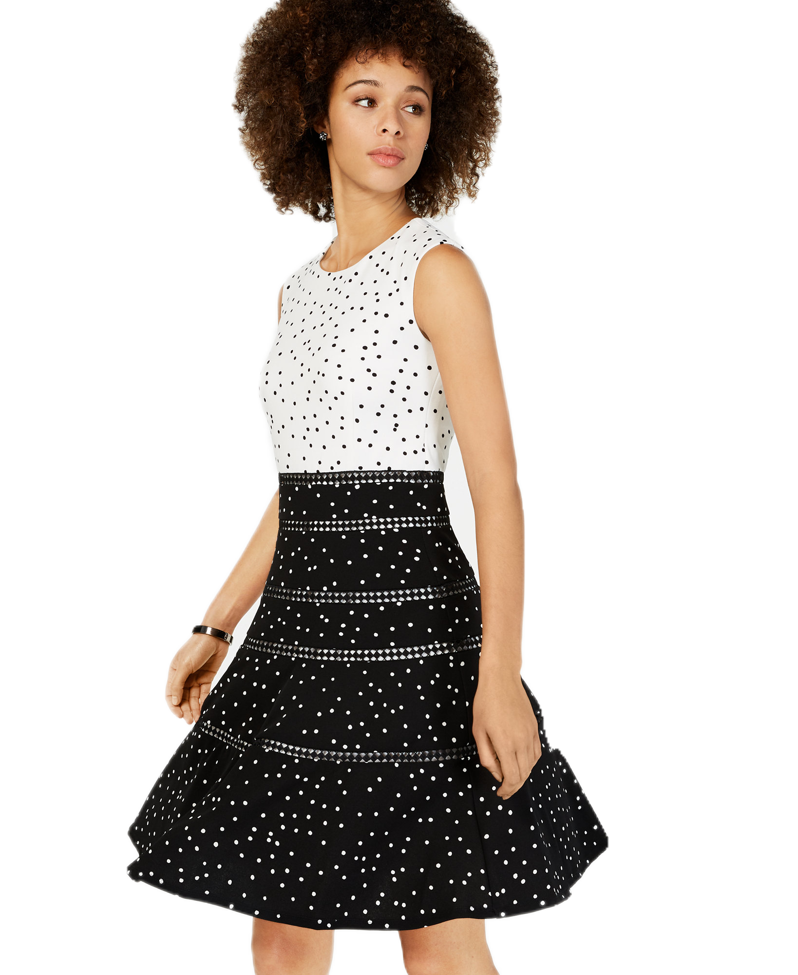Taylor Women Polka Dot Fit & Flare Dress