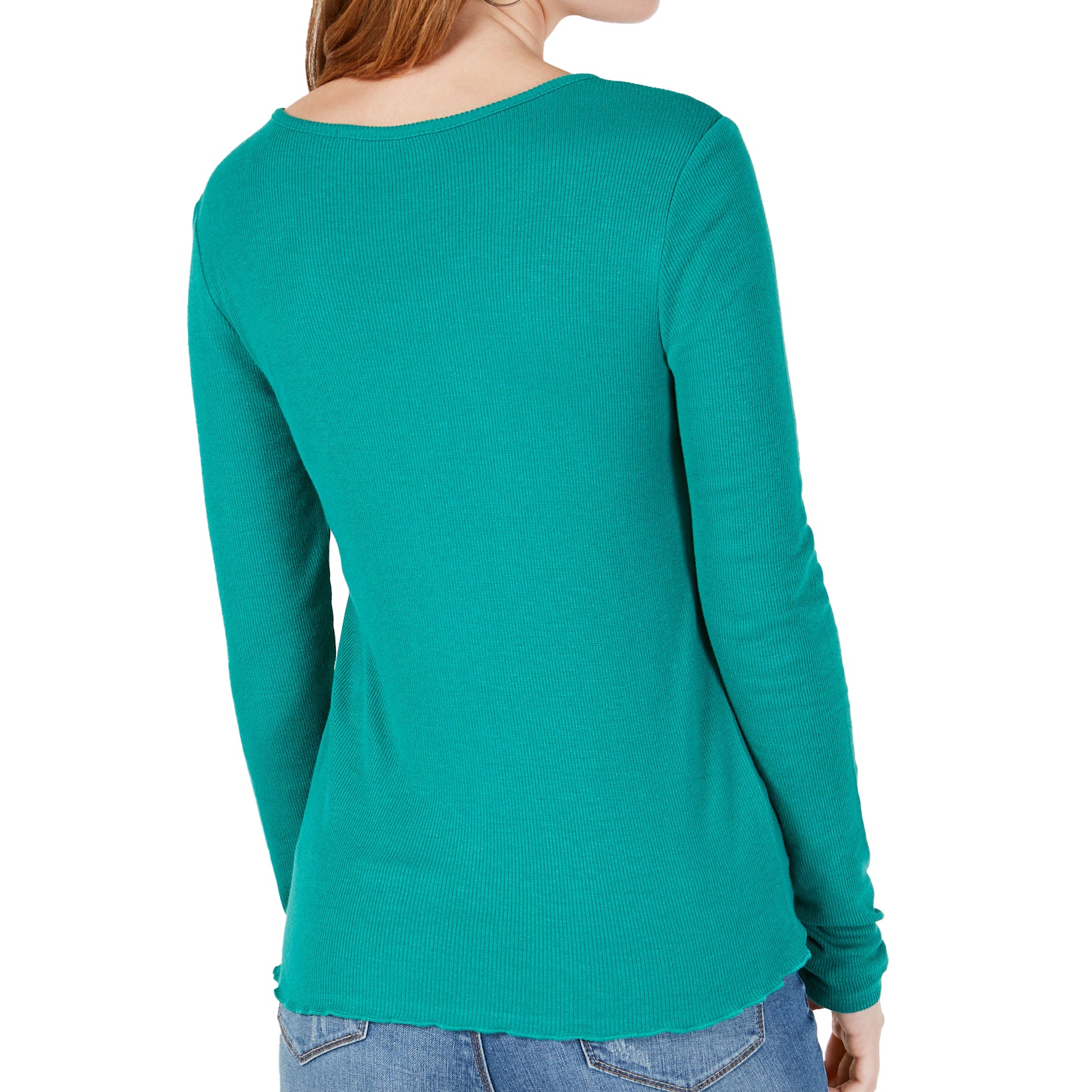 Hippie Rose Women Rib Knit Henley T Shirt