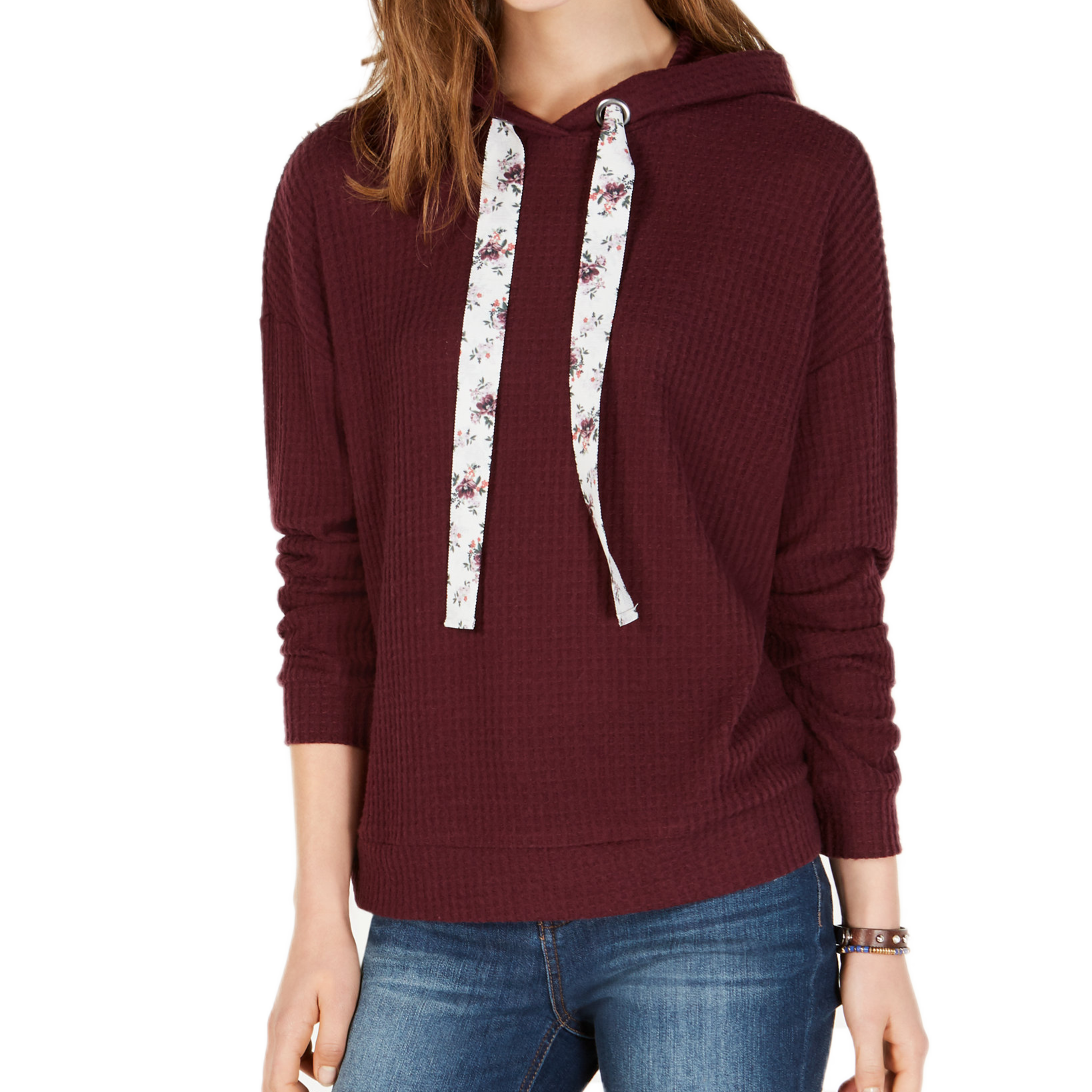 Ultra Flirt Waffle Knit Hoodie Winetasting