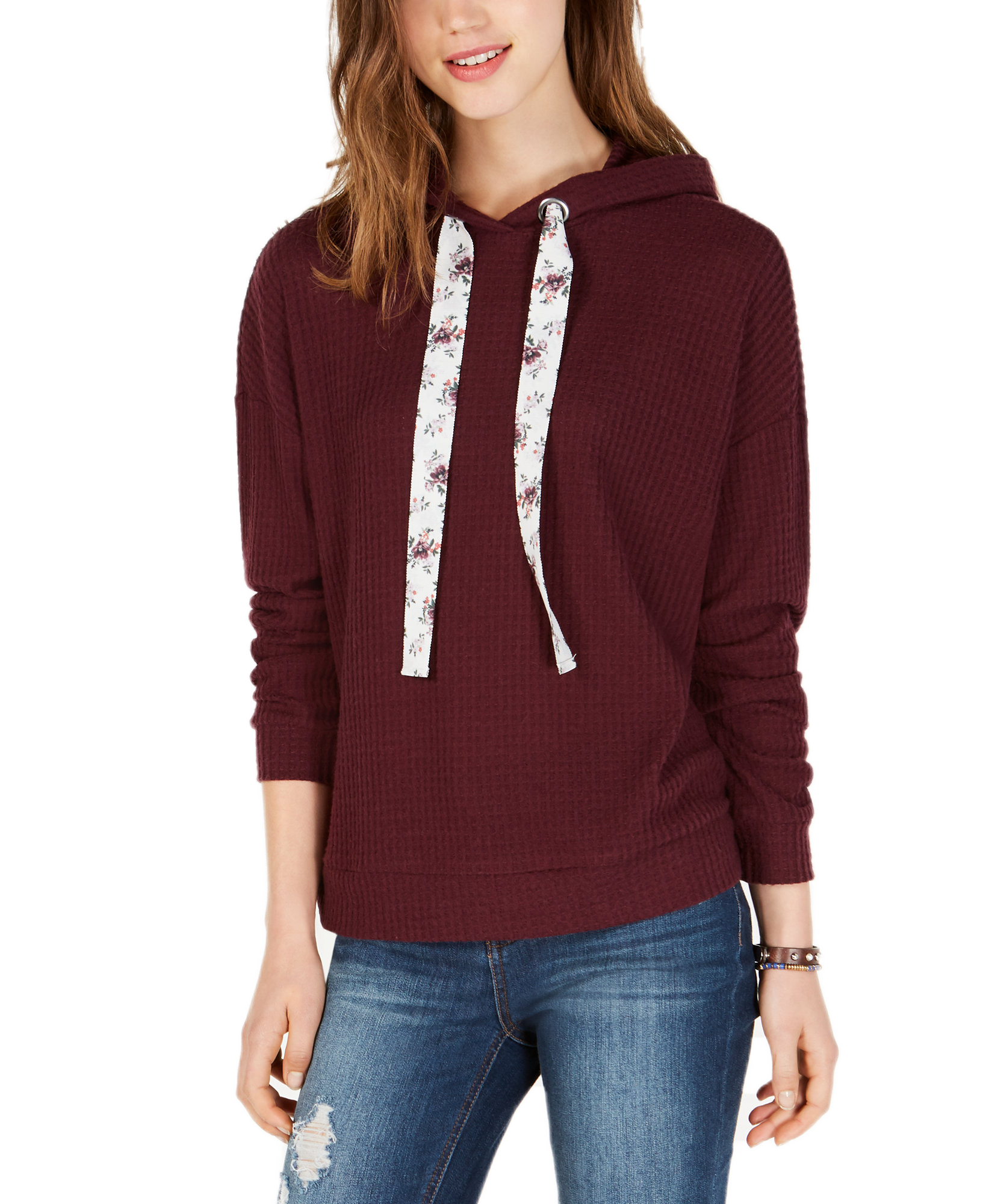 Ultra Flirt Waffle Knit Hoodie Winetasting
