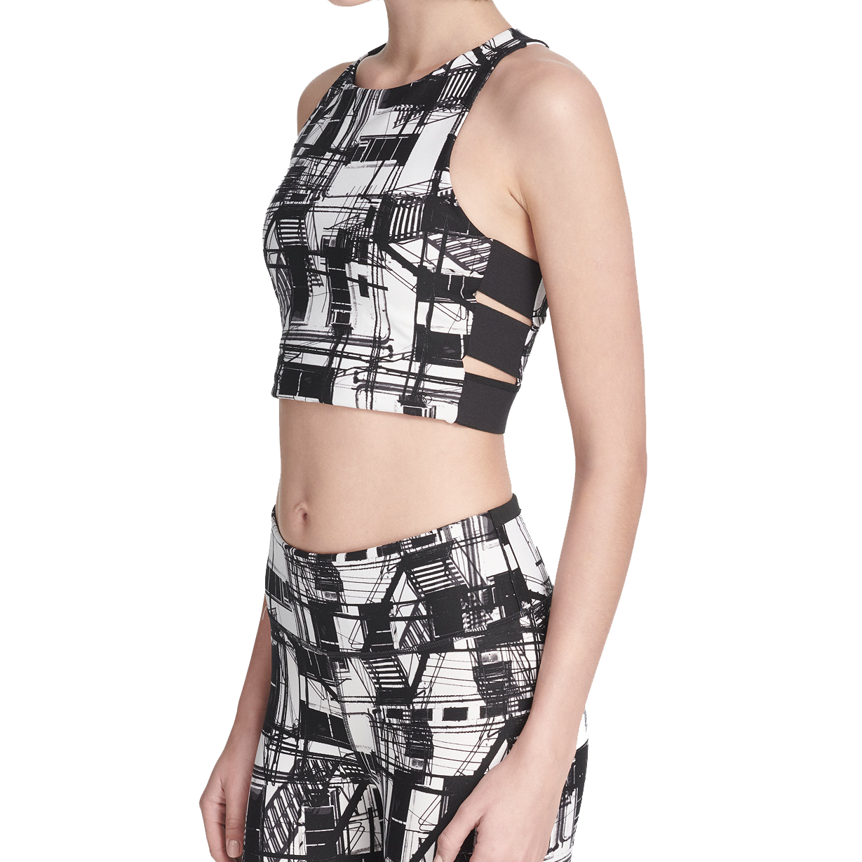 DKNY Women Sport Escape Printed Low Impact Racerback Sports Bra DP8T6075 Black