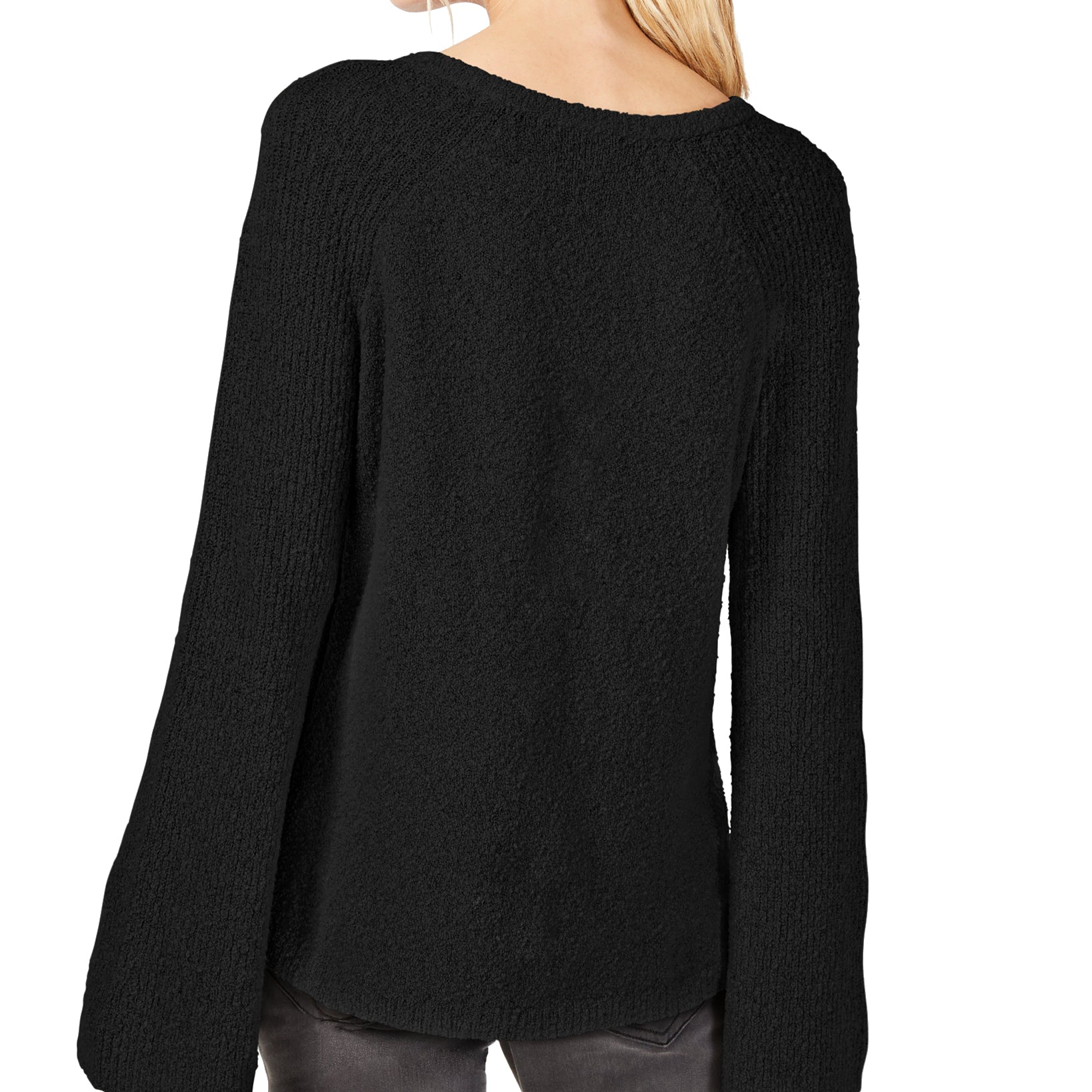 INC International Concepts Women Textured Bell Sleeve Sweater