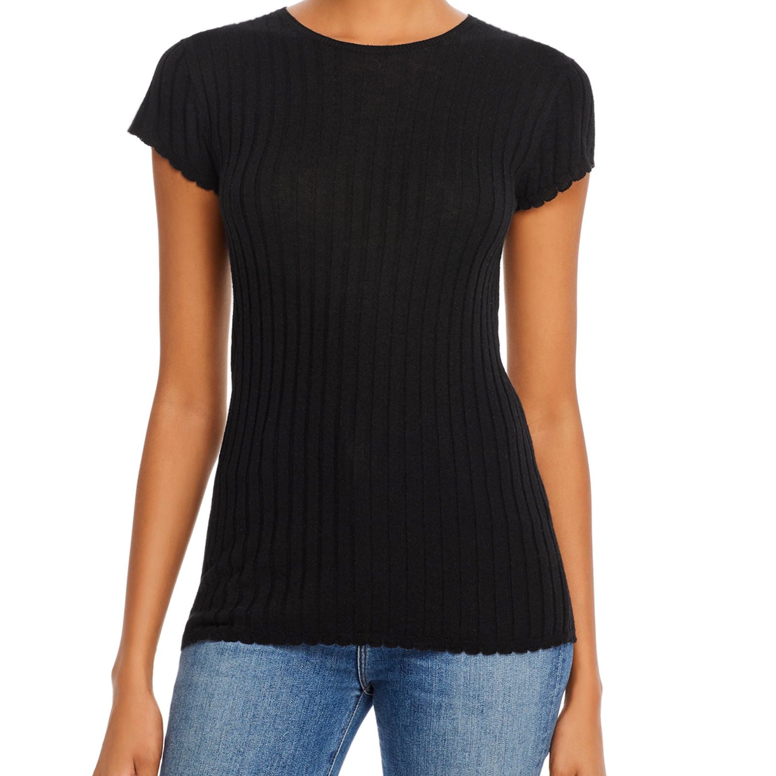 Joie Women Filana Ribbed Knit Short Sleeve Shirt Caviar