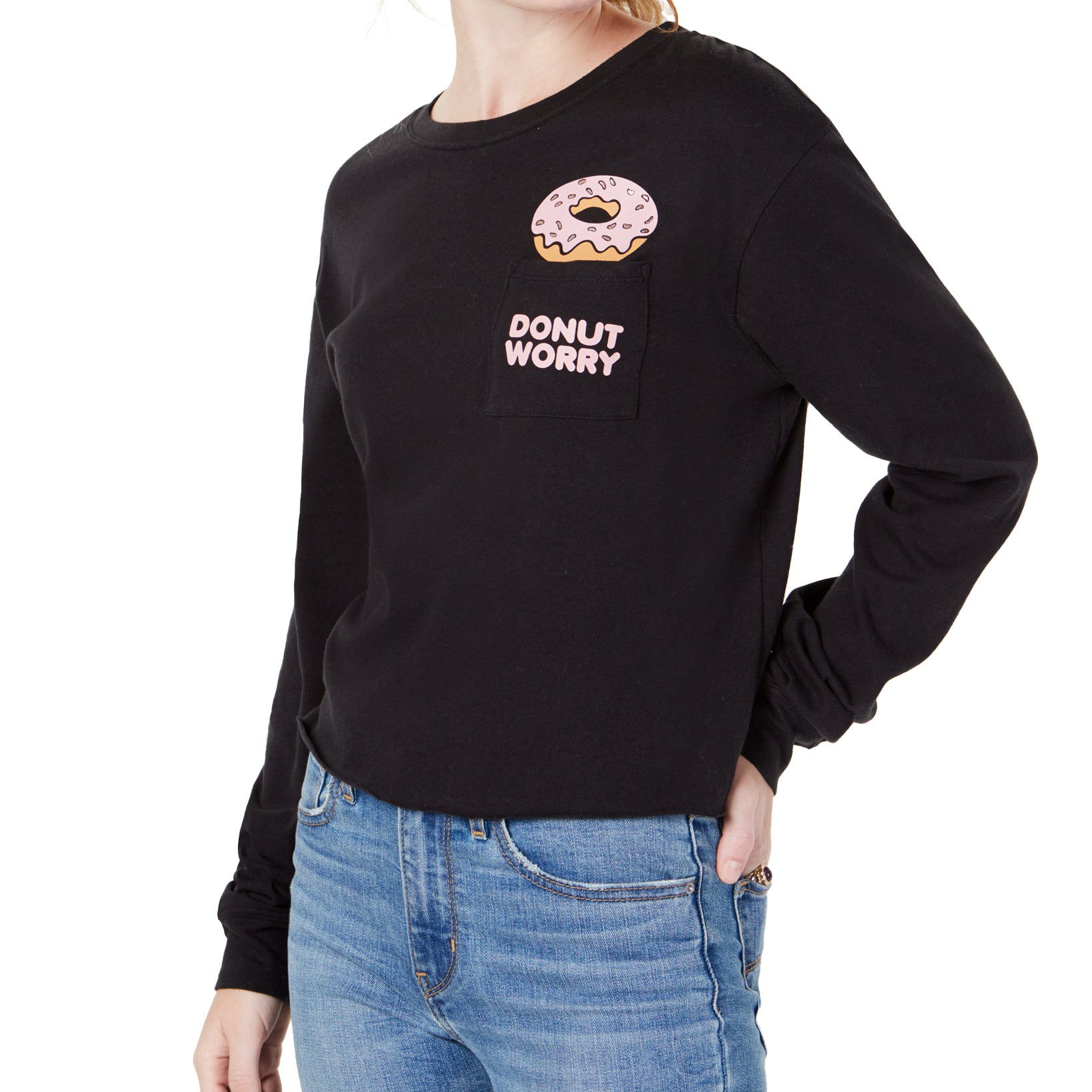 Love Tribe Donut Graphic Pocket T Shirt Black