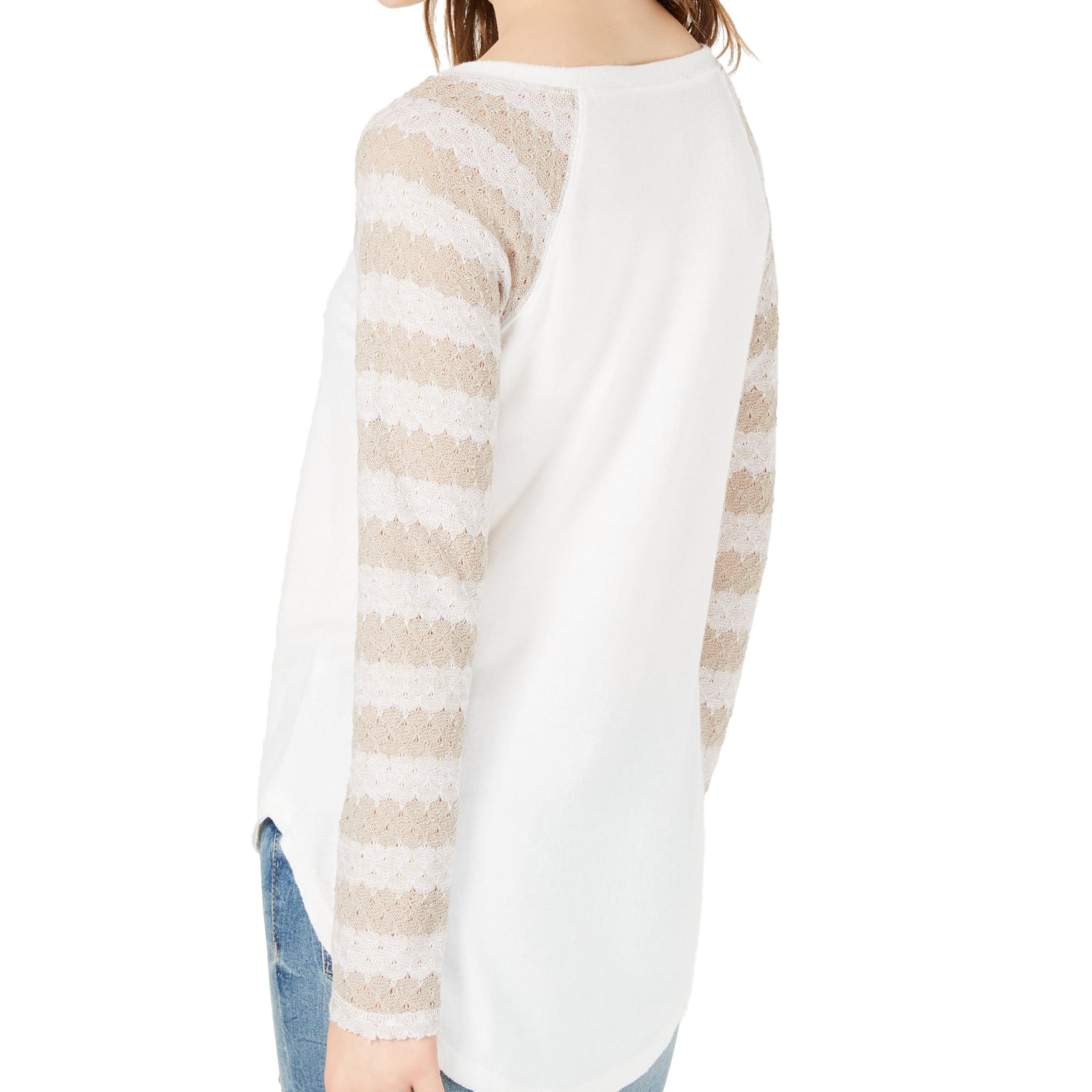 American Rag Crochet Sleeve Henley Top