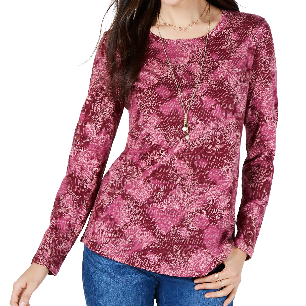 Style & Co Printed Top Red Combo