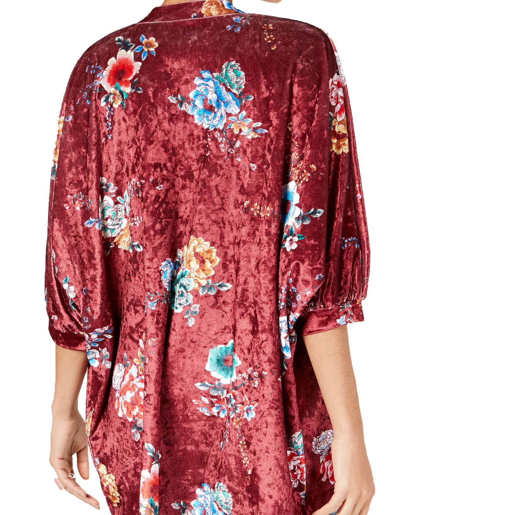 PROJECT 28 Women Printed Crushed Velvet Kimono