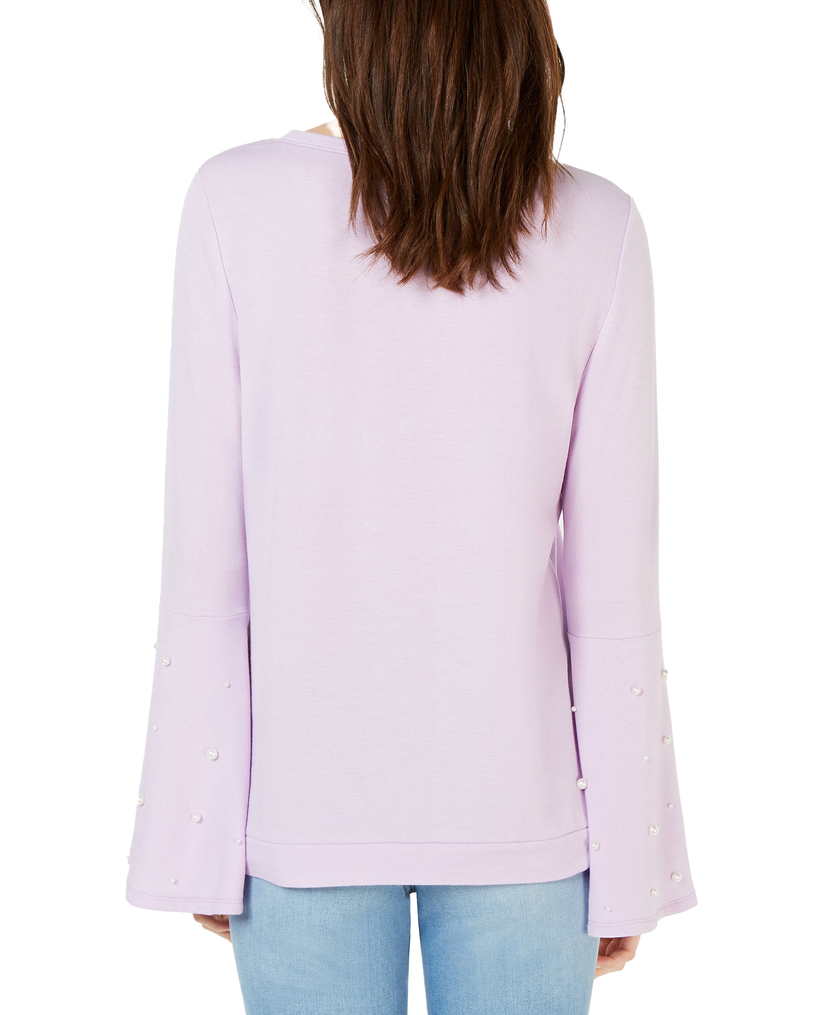 INC International Concepts Women Embellished Bell Sleeve Sweatshirt