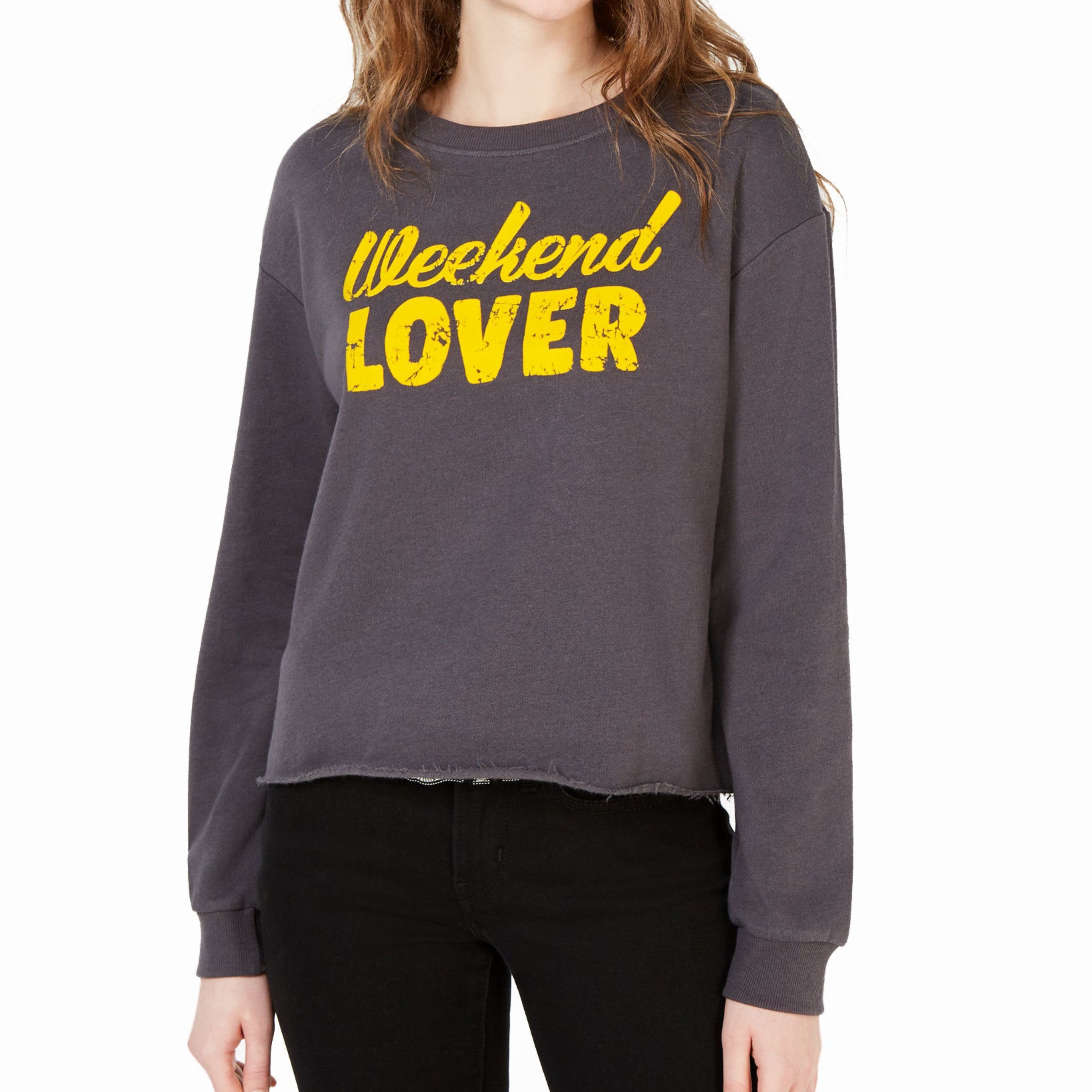 Rebellious One Weekend Lover Graphic Sweatshirt Charcoal
