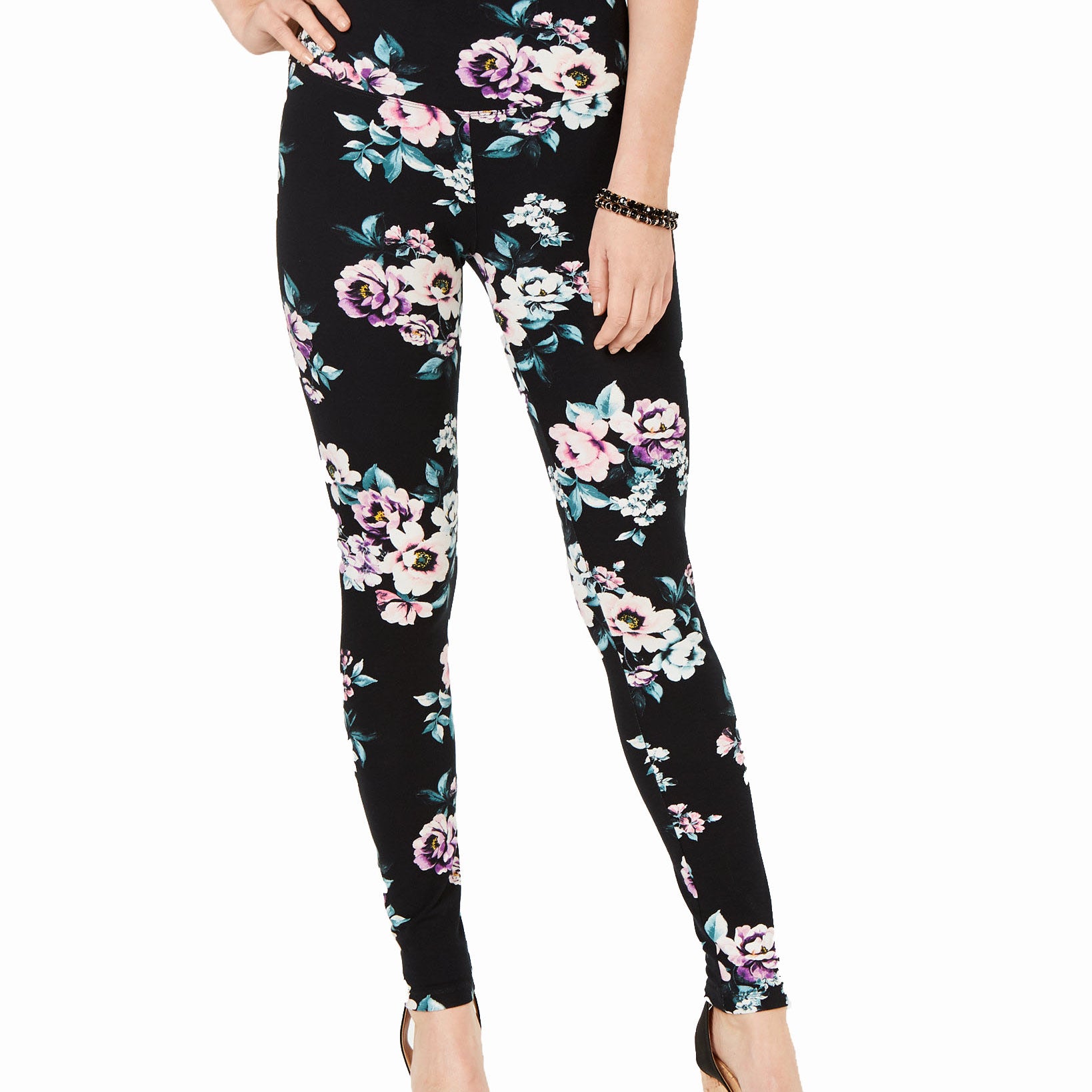 INC International Concepts Women Shaping Printed Leggings Love Bunches