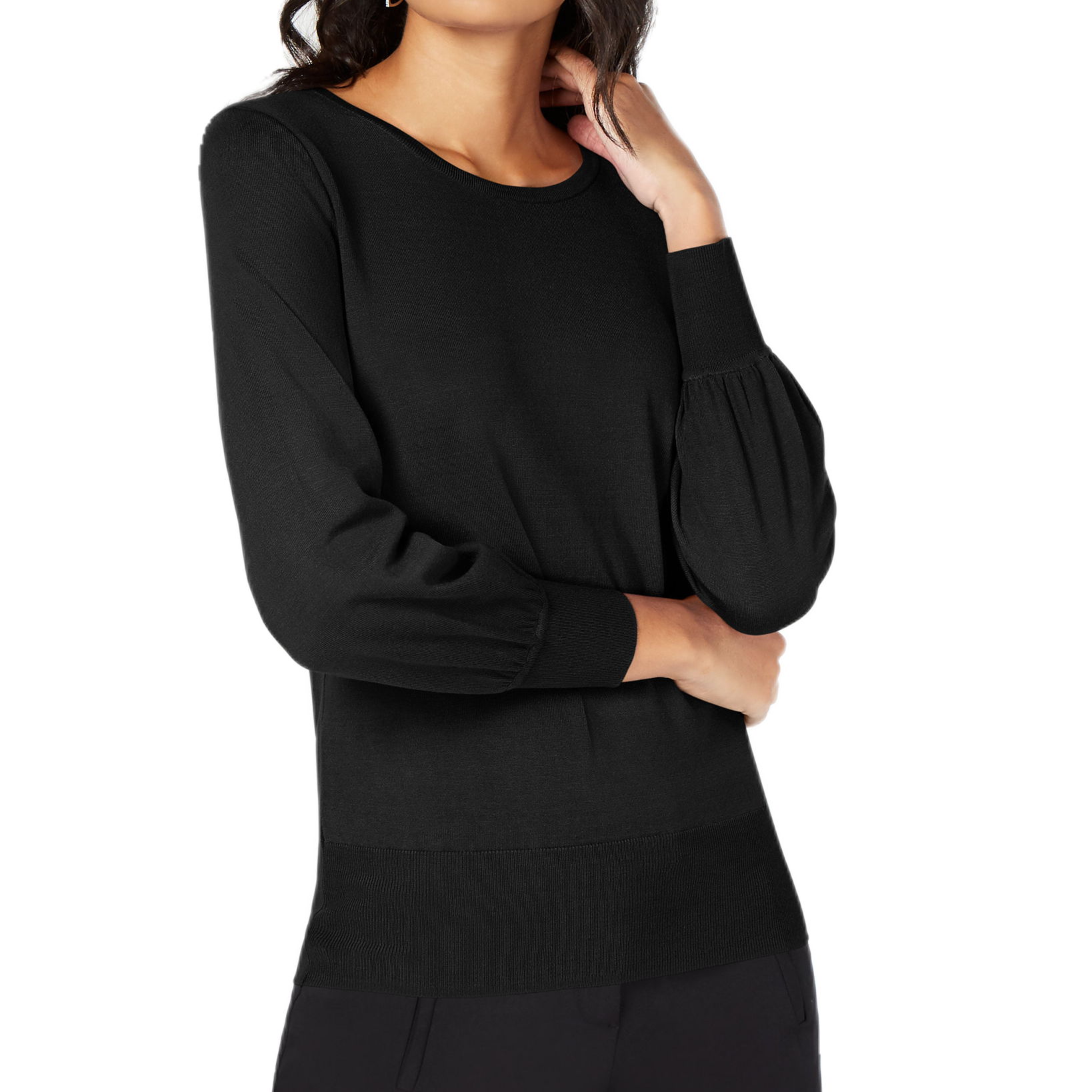 Alfani Women Bishop Sleeve Sweater Deep Black