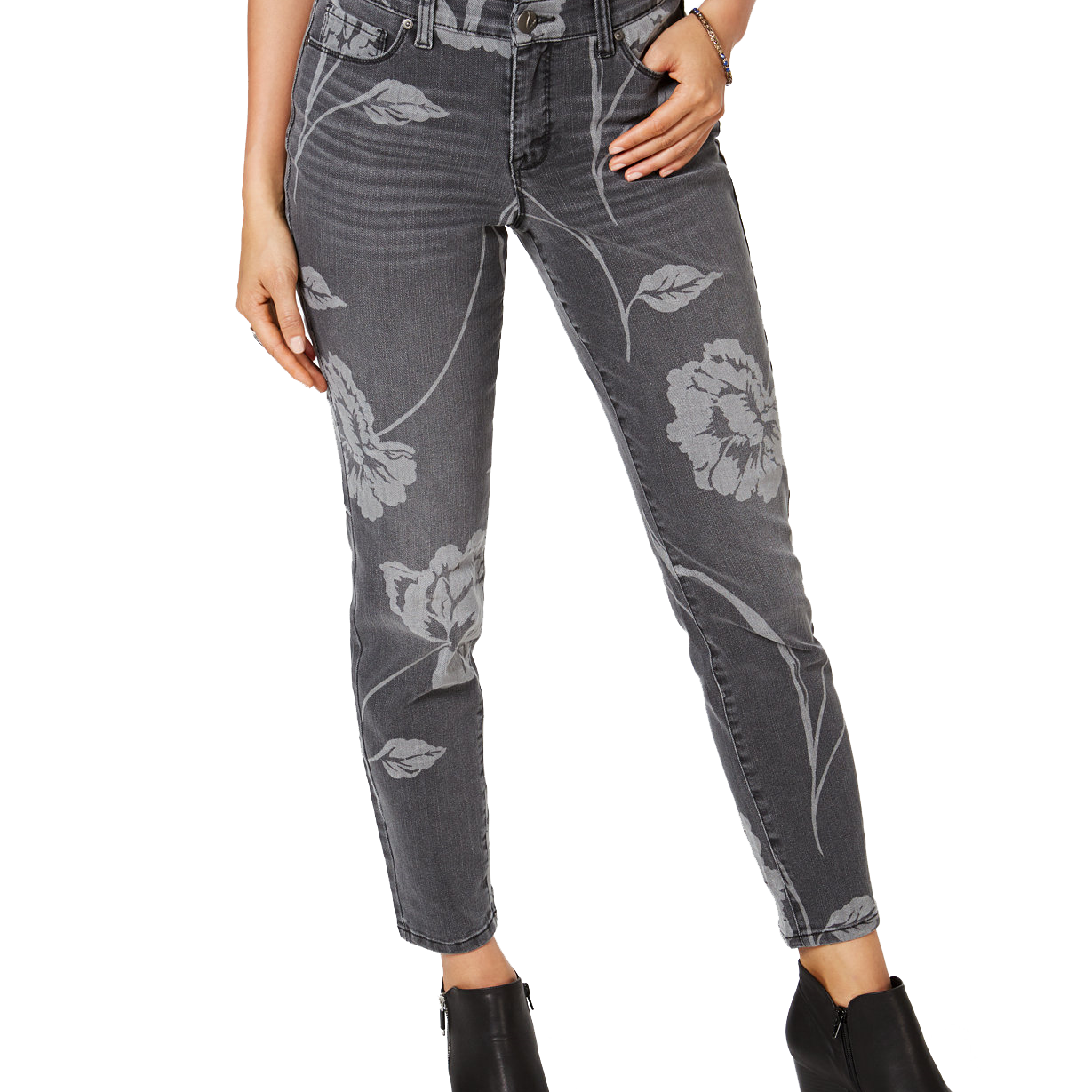Style & Co Women Printed Curvy Skinny Jeans Linkin