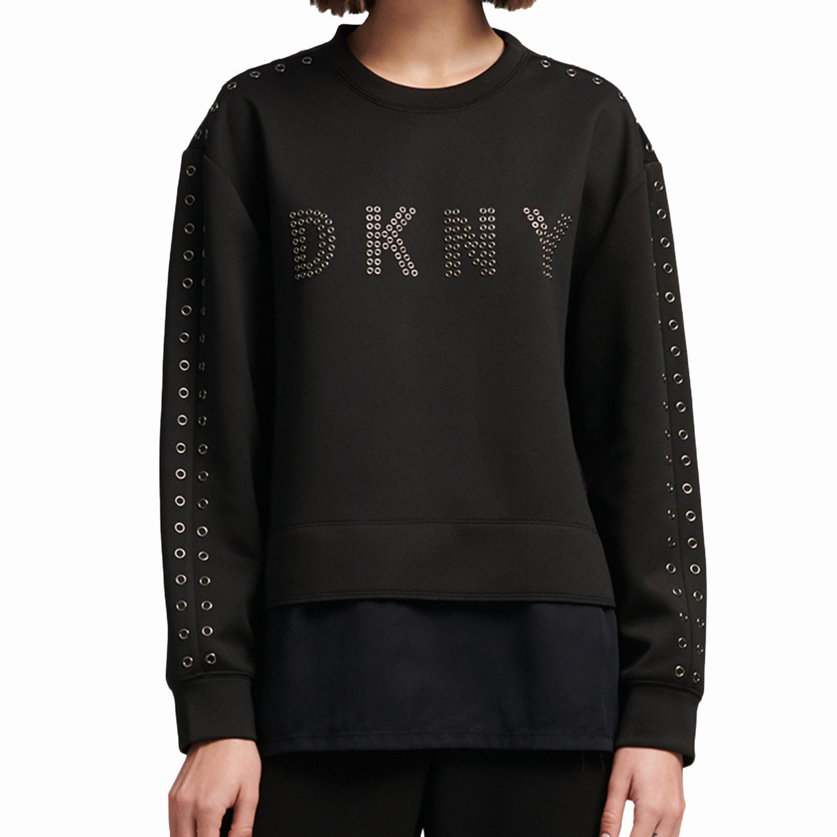 DKNY Women Grommet Logo Top Black