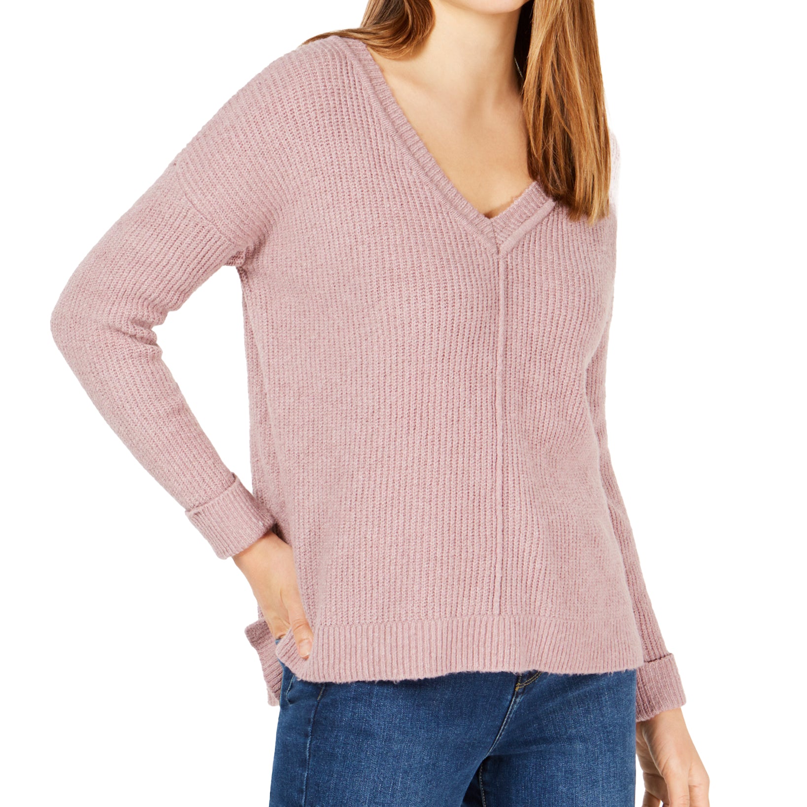 Hippie Rose Mossy Ribbed Knit Tunic Top Lilac Bloom