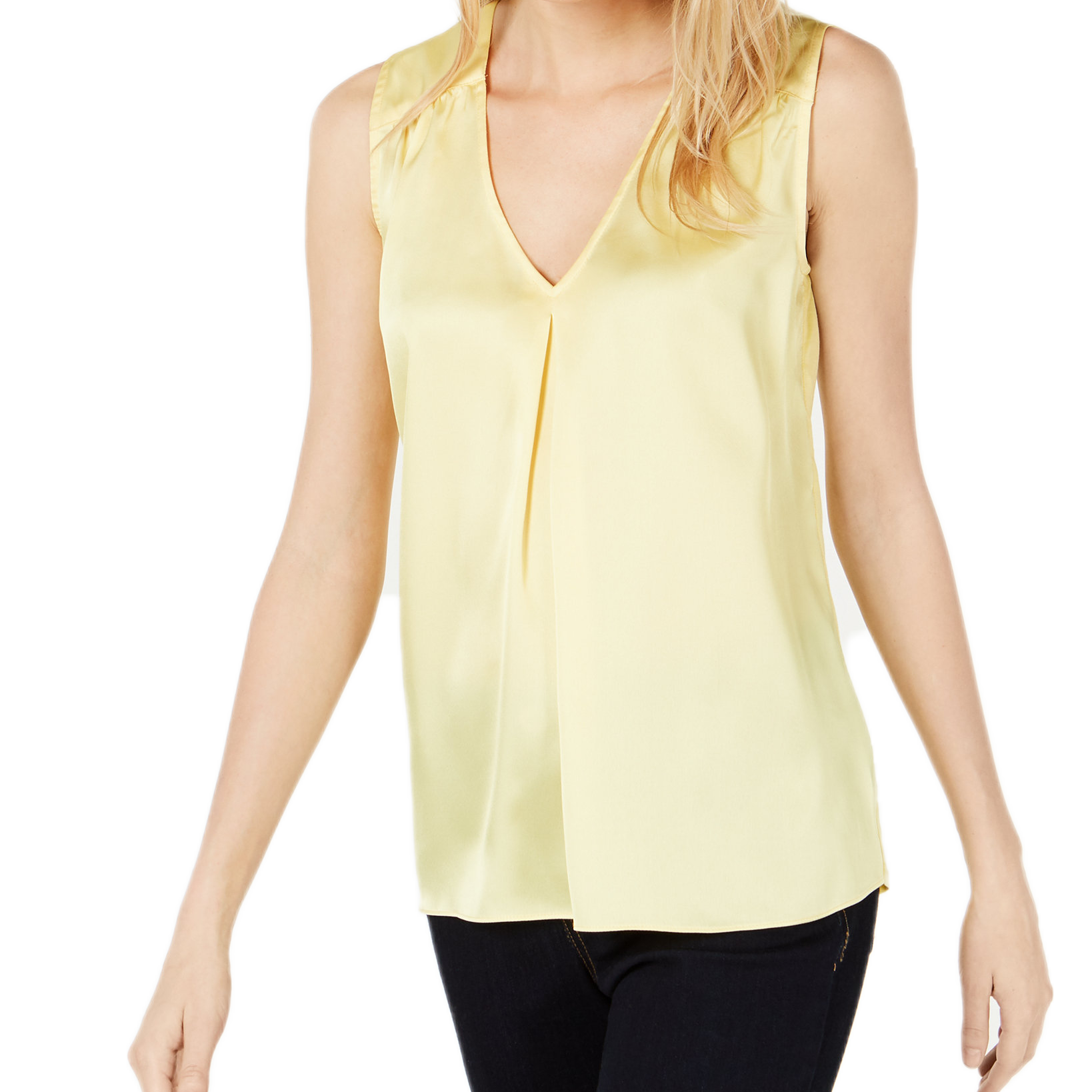INC International Concepts Women Petite Ruched V Neck Tank Top Snapdragon