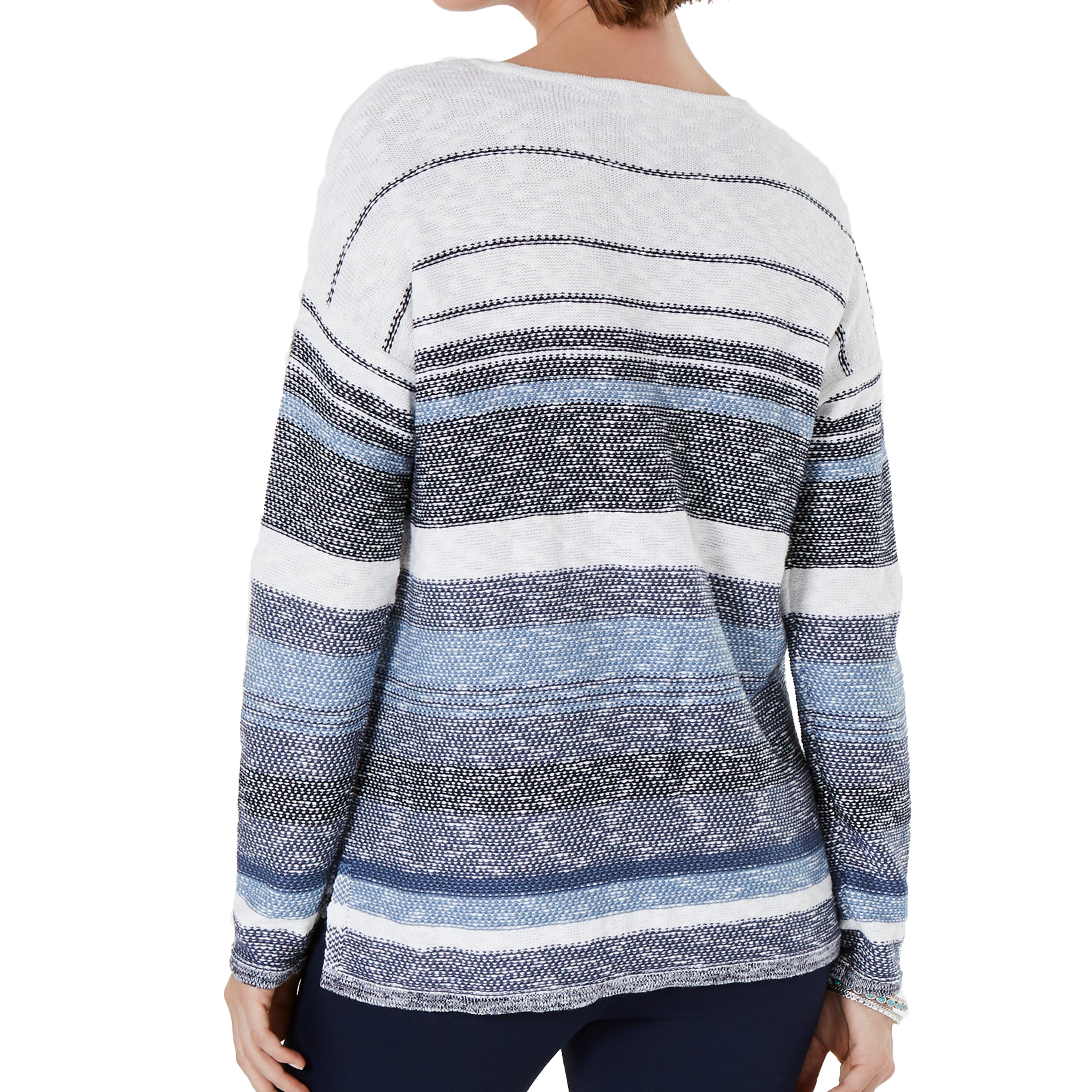 Style & Co Women Striped Drop Shoulder Sweater