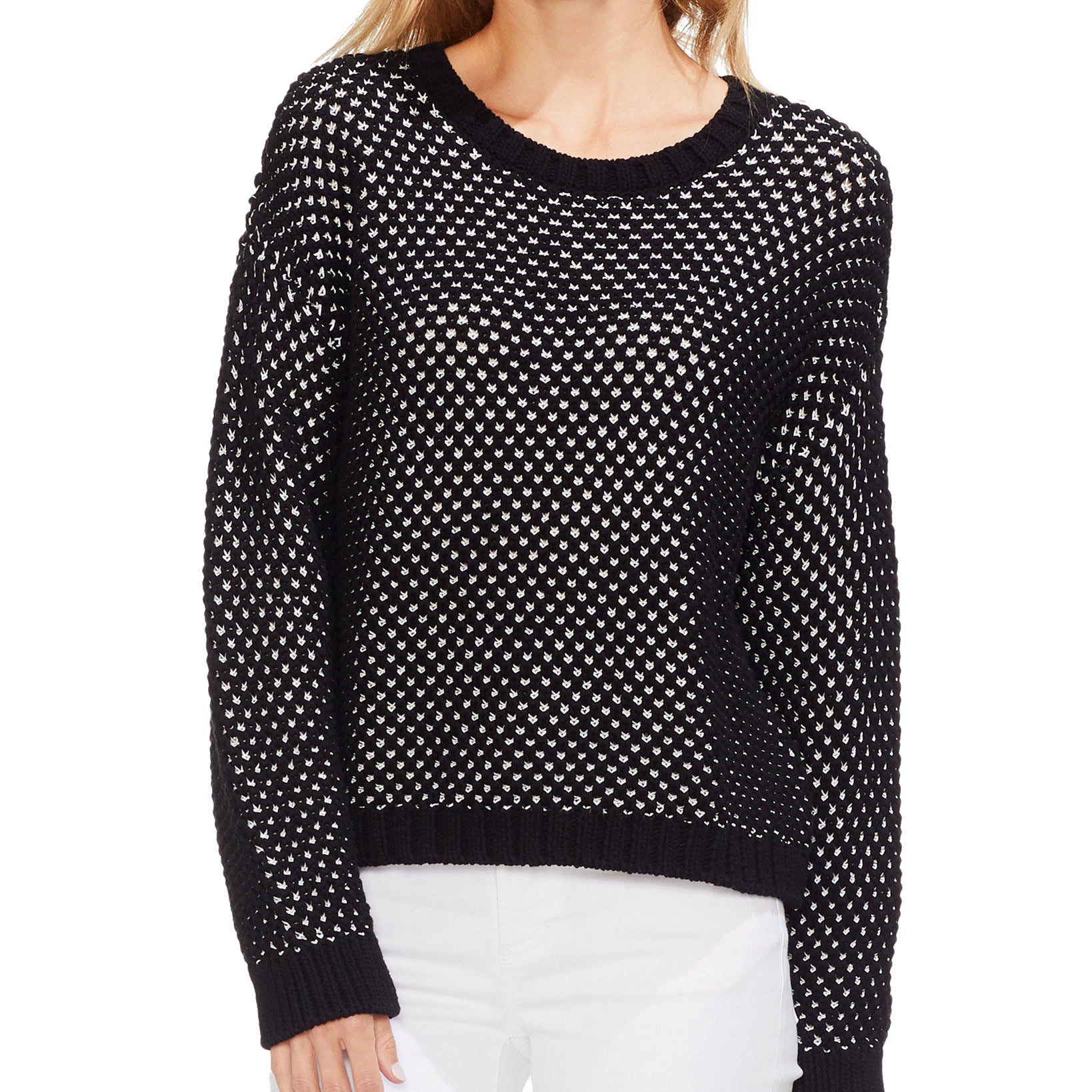 Vince Camuto Women Textured Stitch Sweater Black