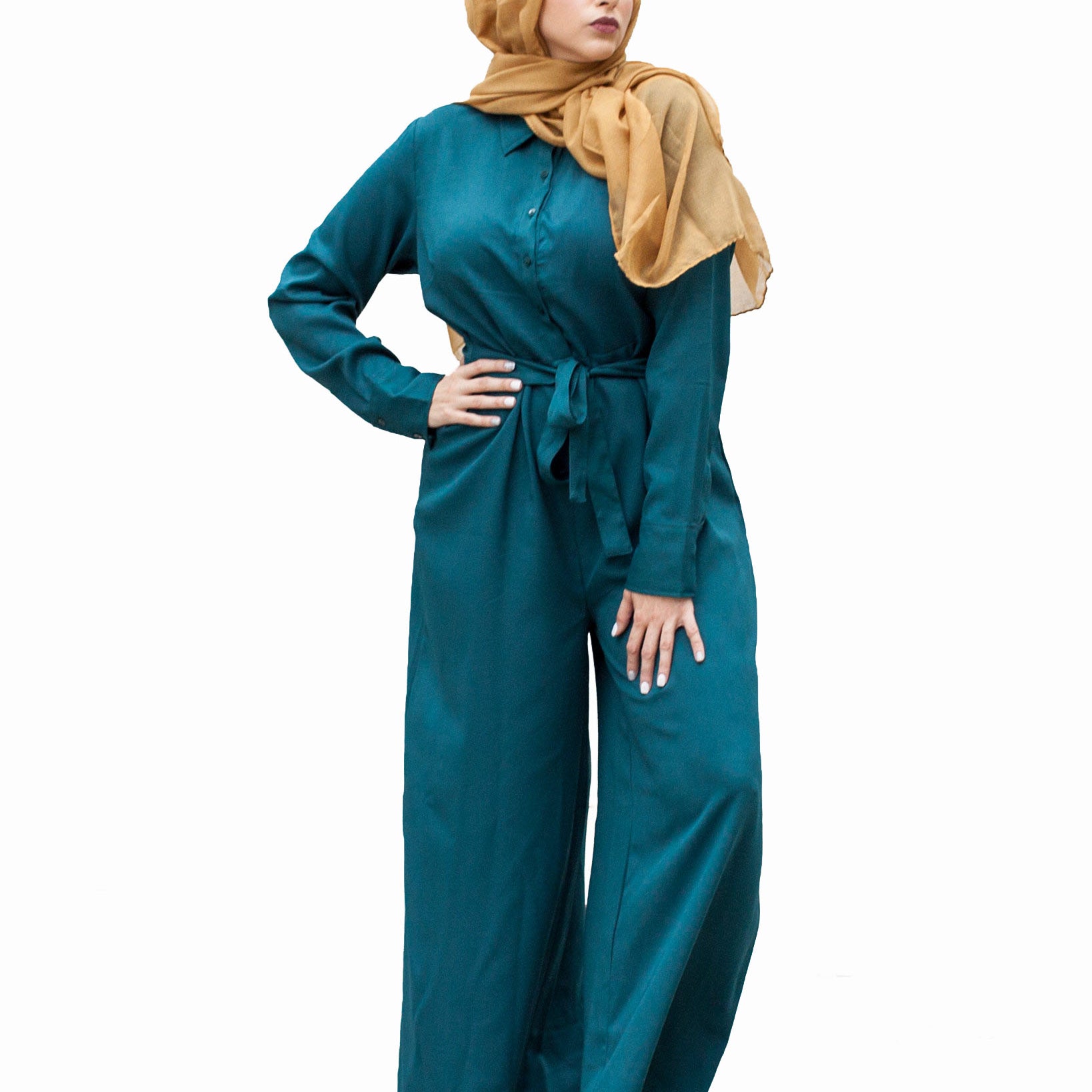 Verona Collection Women Wide Leg Modest Jumpsuit