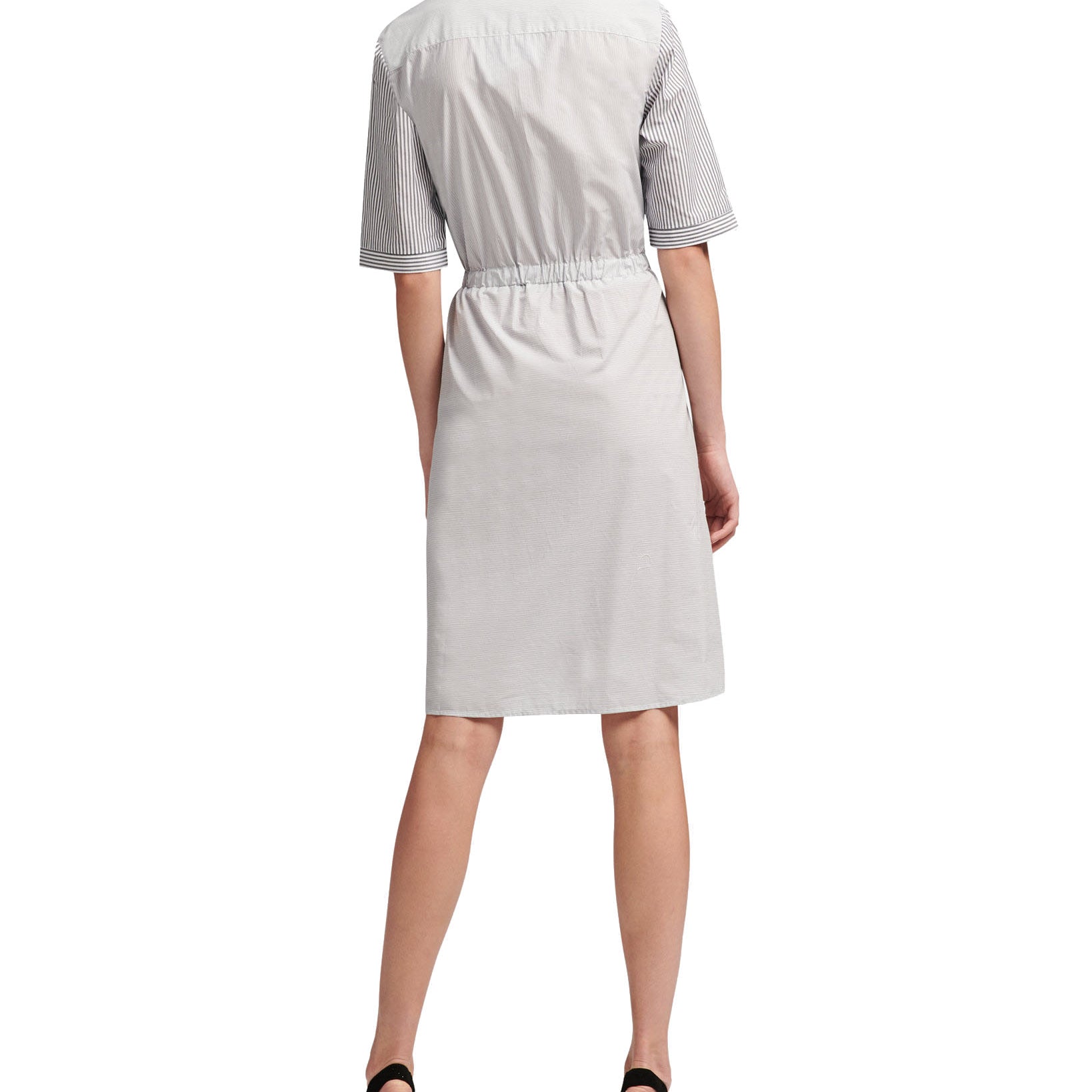DKNY Women Cotton Short Sleeve Striped & Colorblocked Dress