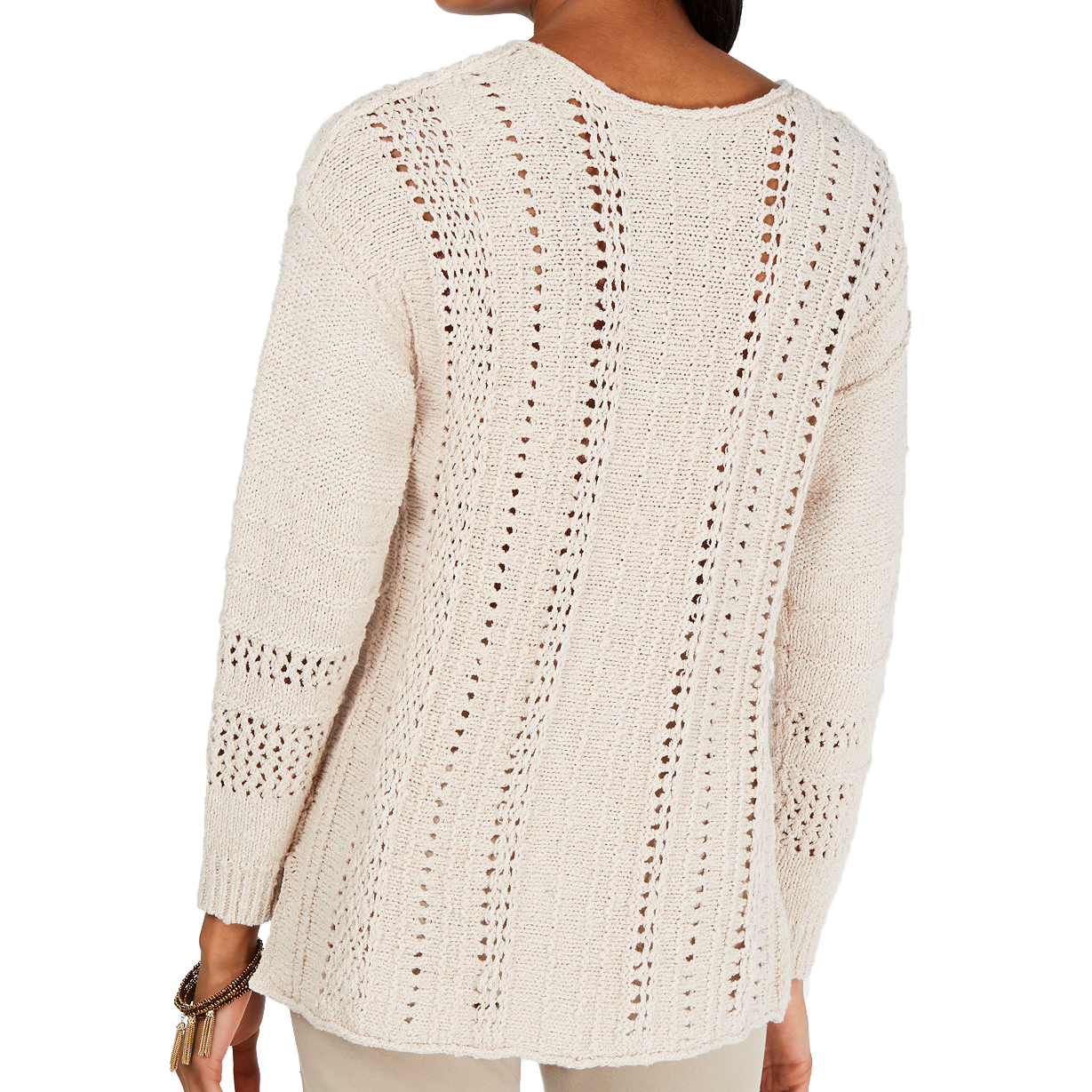 Style & Co Women V Neck Pointelle Sweater
