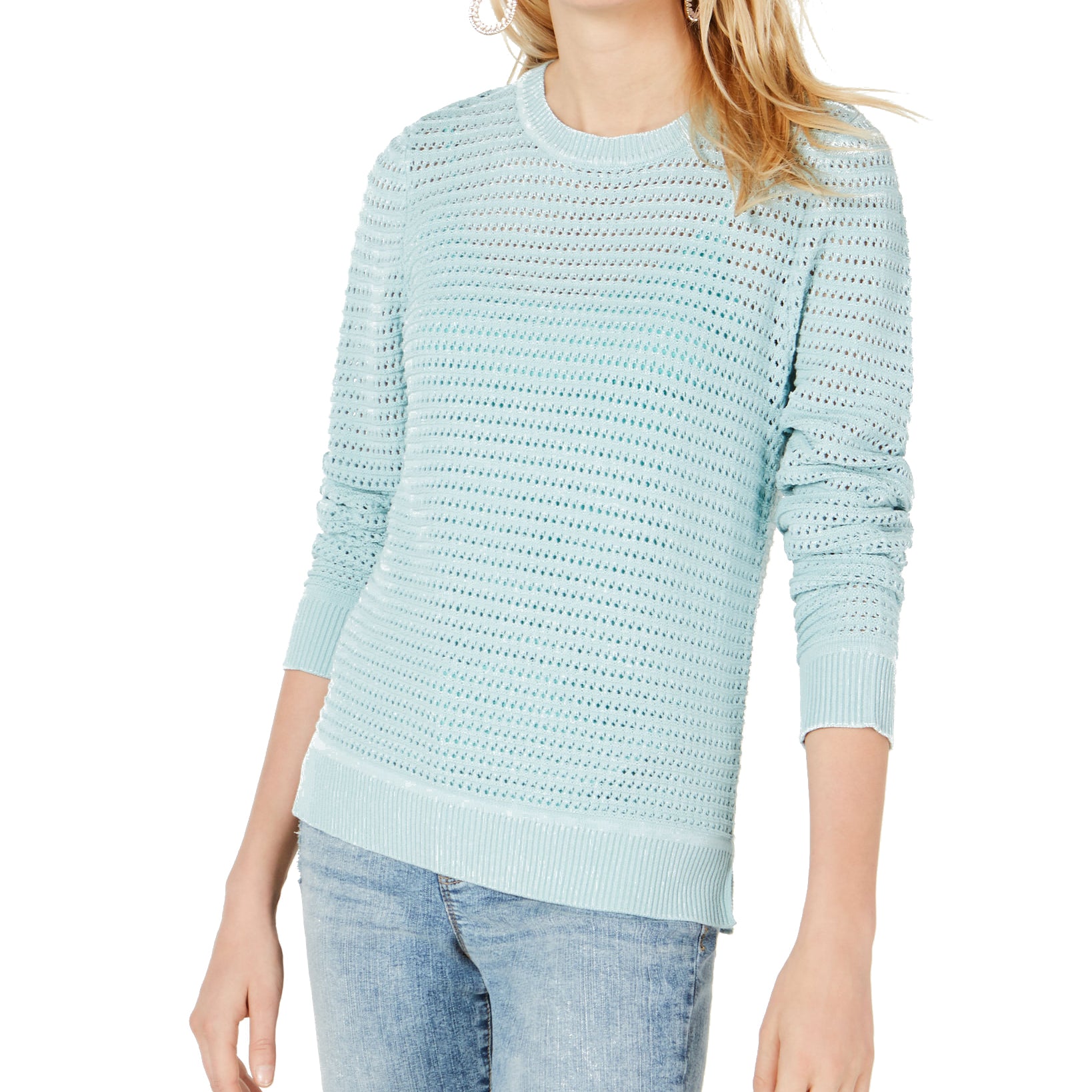INC International Concepts Women Crewneck Sweater Green