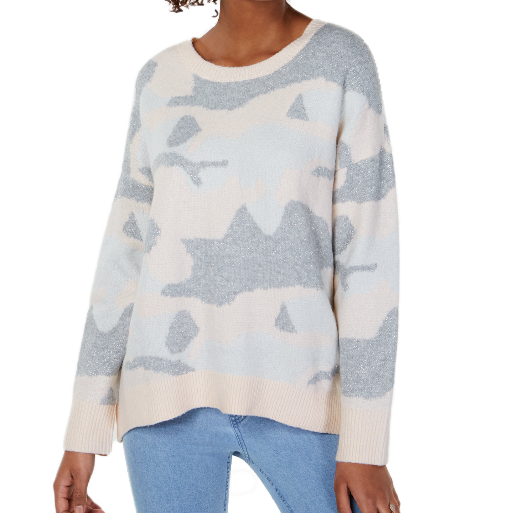 Ultra Flirt Camo Pullover Sweater Gardenia Combo