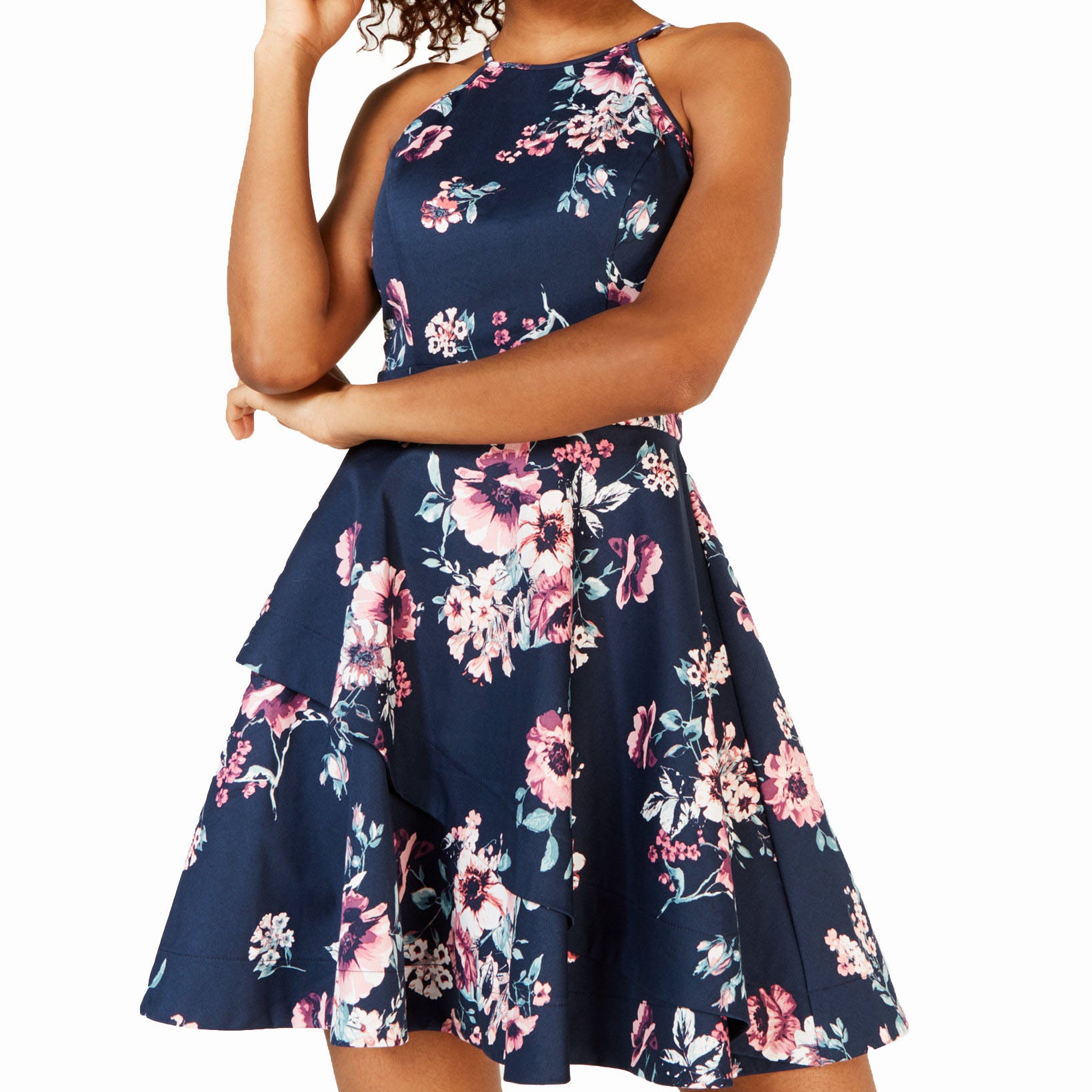 Speechless Printed Crisscross Fit & Flare Dress