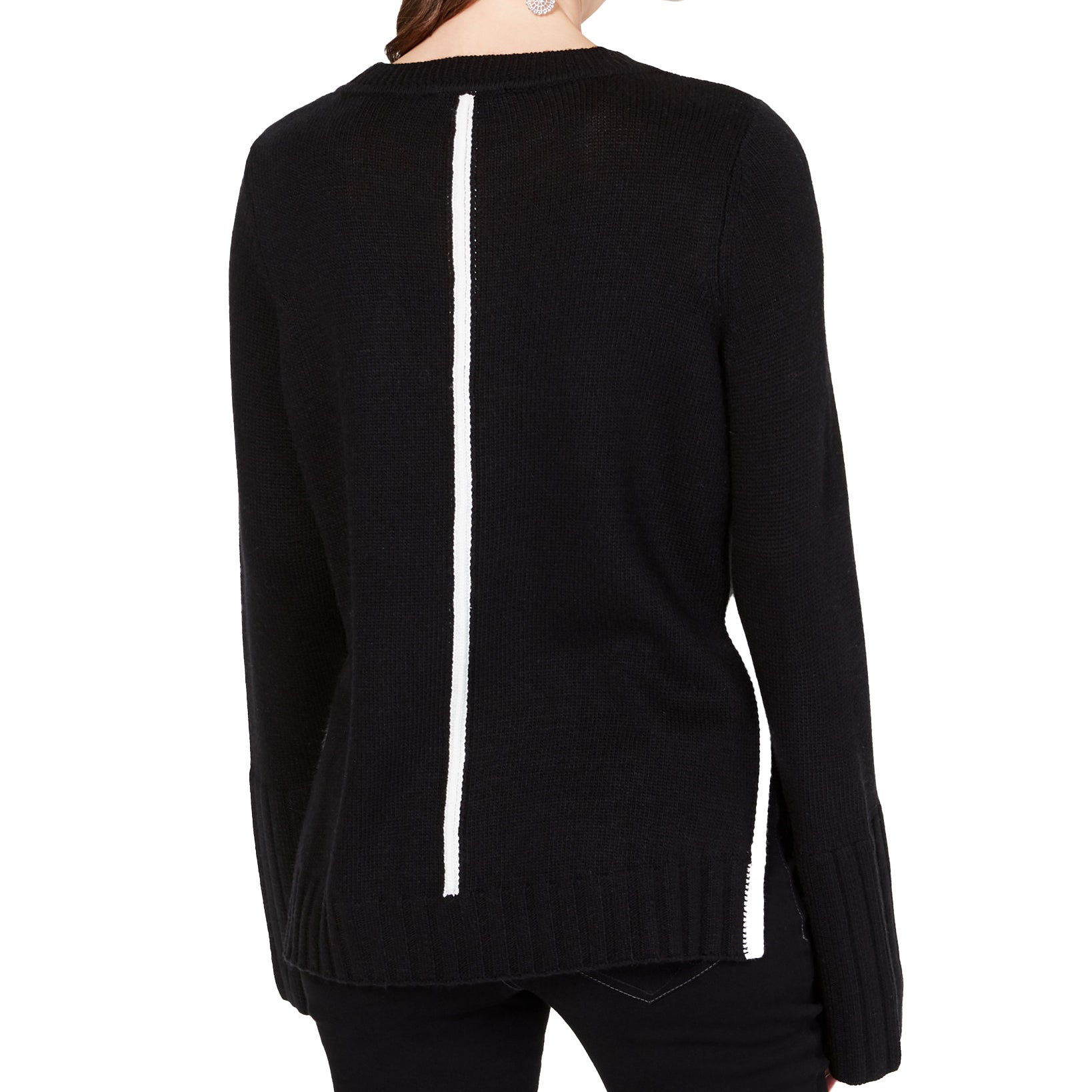 INC International Concepts Women Rib Cuff Pullover Sweater