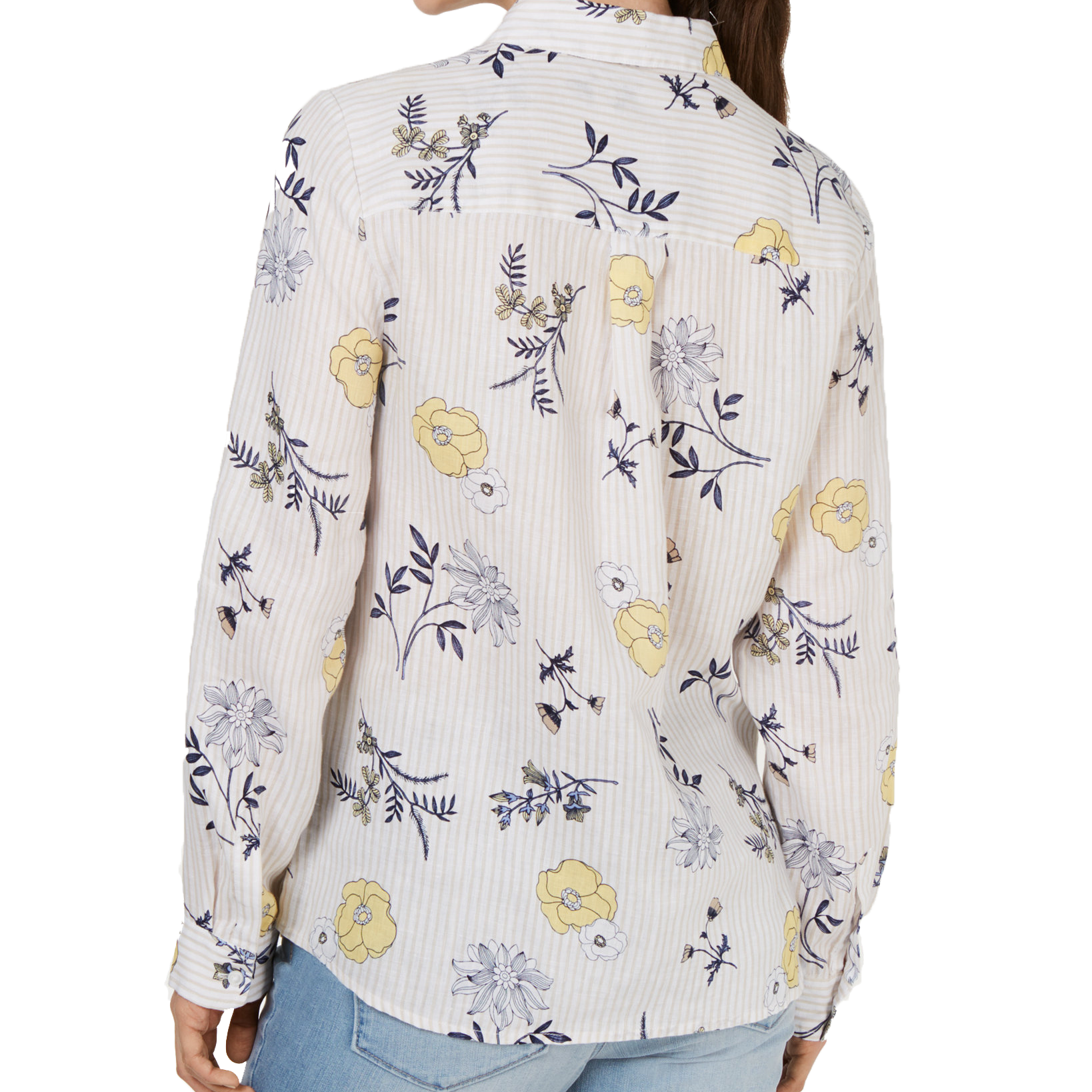 Charter Club Women Linen Floral Print Utility Shirt